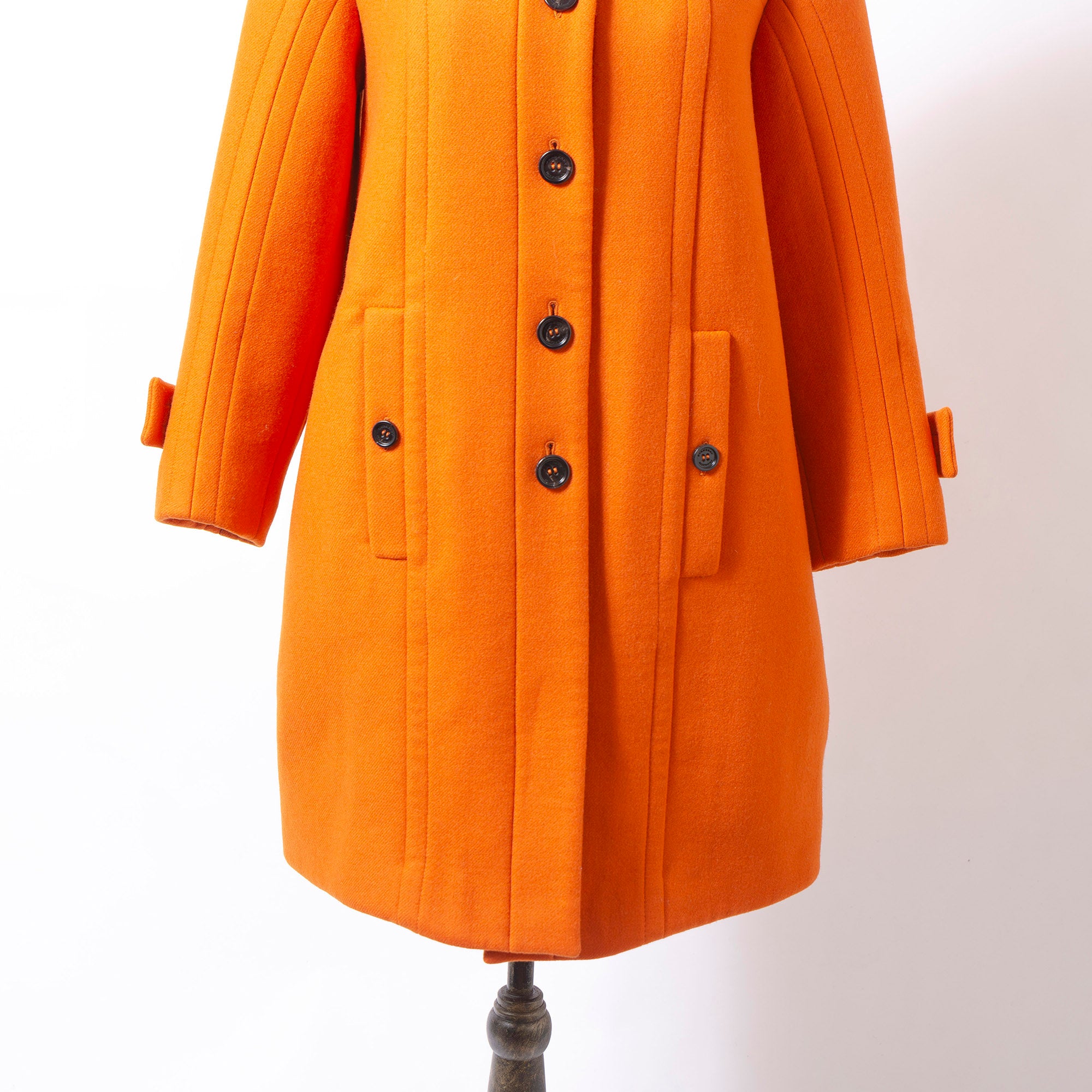 バーバリー プローサム BURBERRY PRORSUM ノーカラーコート 44 オレンジ レディース イタリア製 バージンウール キルティング ロングコート