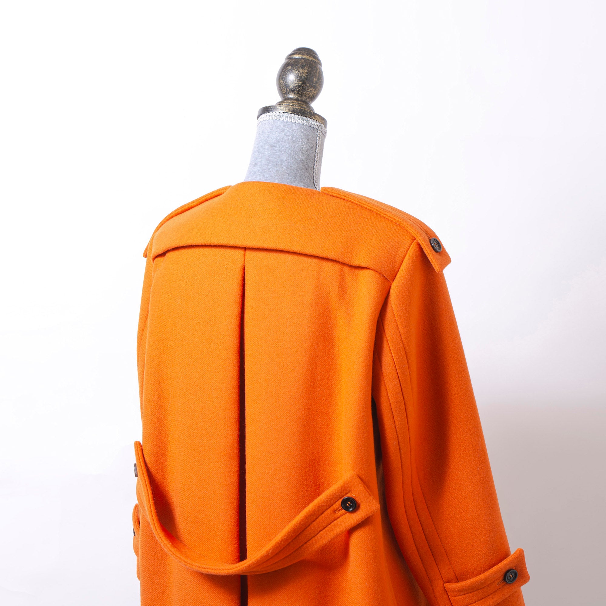 バーバリー プローサム BURBERRY PRORSUM ノーカラーコート 44 オレンジ レディース イタリア製 バージンウール キルティング ロングコート