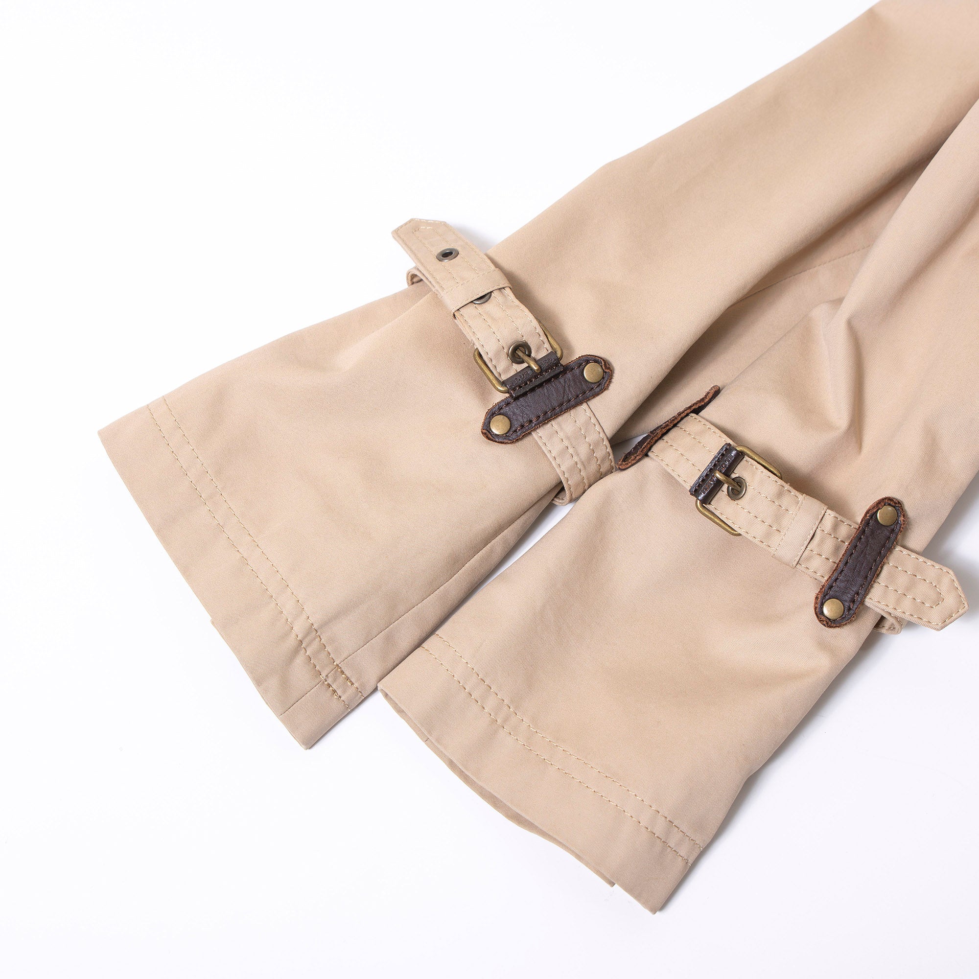 バーバリー ブルーレーベル BURBERRY BLUE LABEL トレンチコート 36 ベージュ レディース レザーパイピング 変形トレンチ ステンカラー