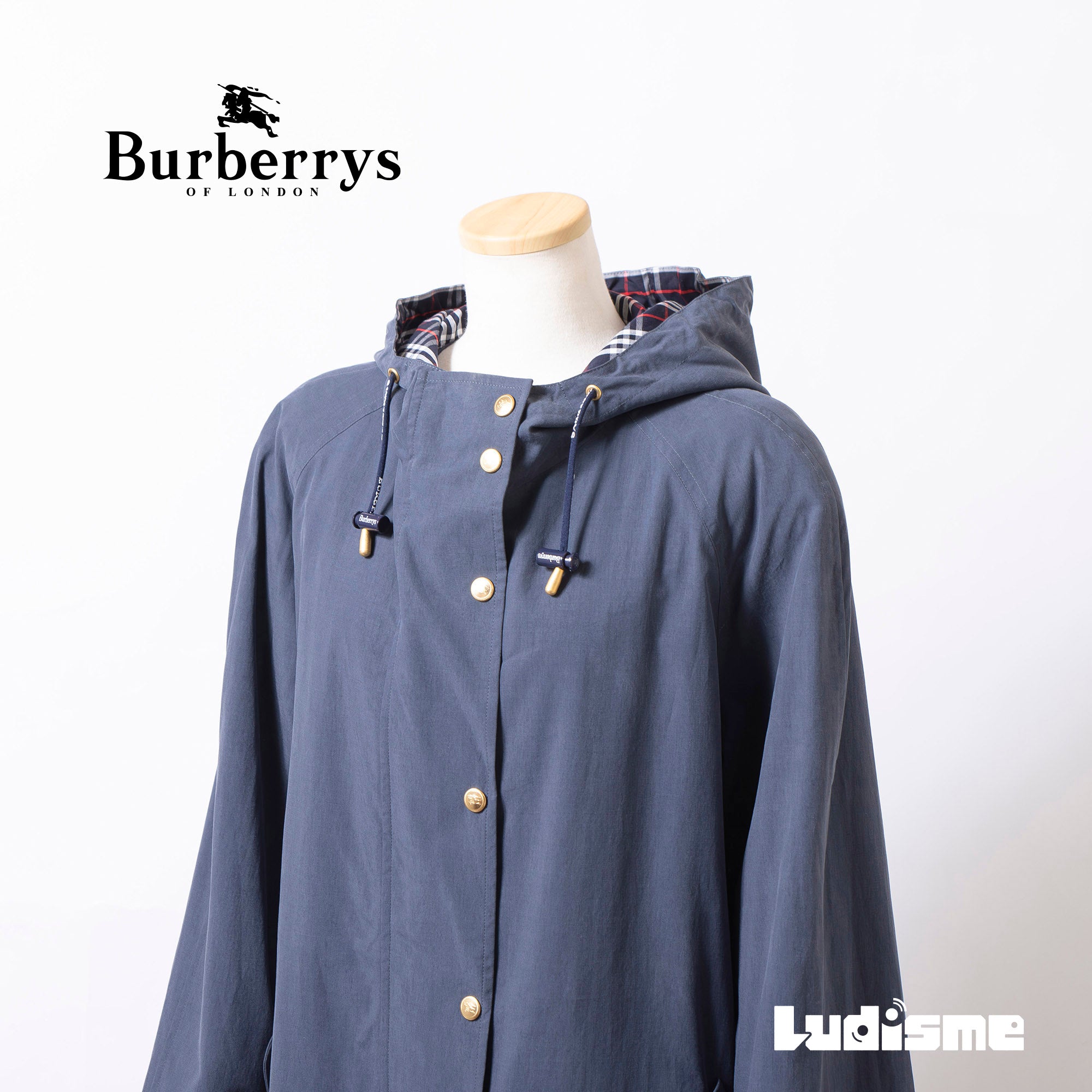 バーバリー BURBERRY フーデッドコート 40 ネイビー ノバチェック レディース メンズ ユニセックス Burberrys モッズコート ロングコート