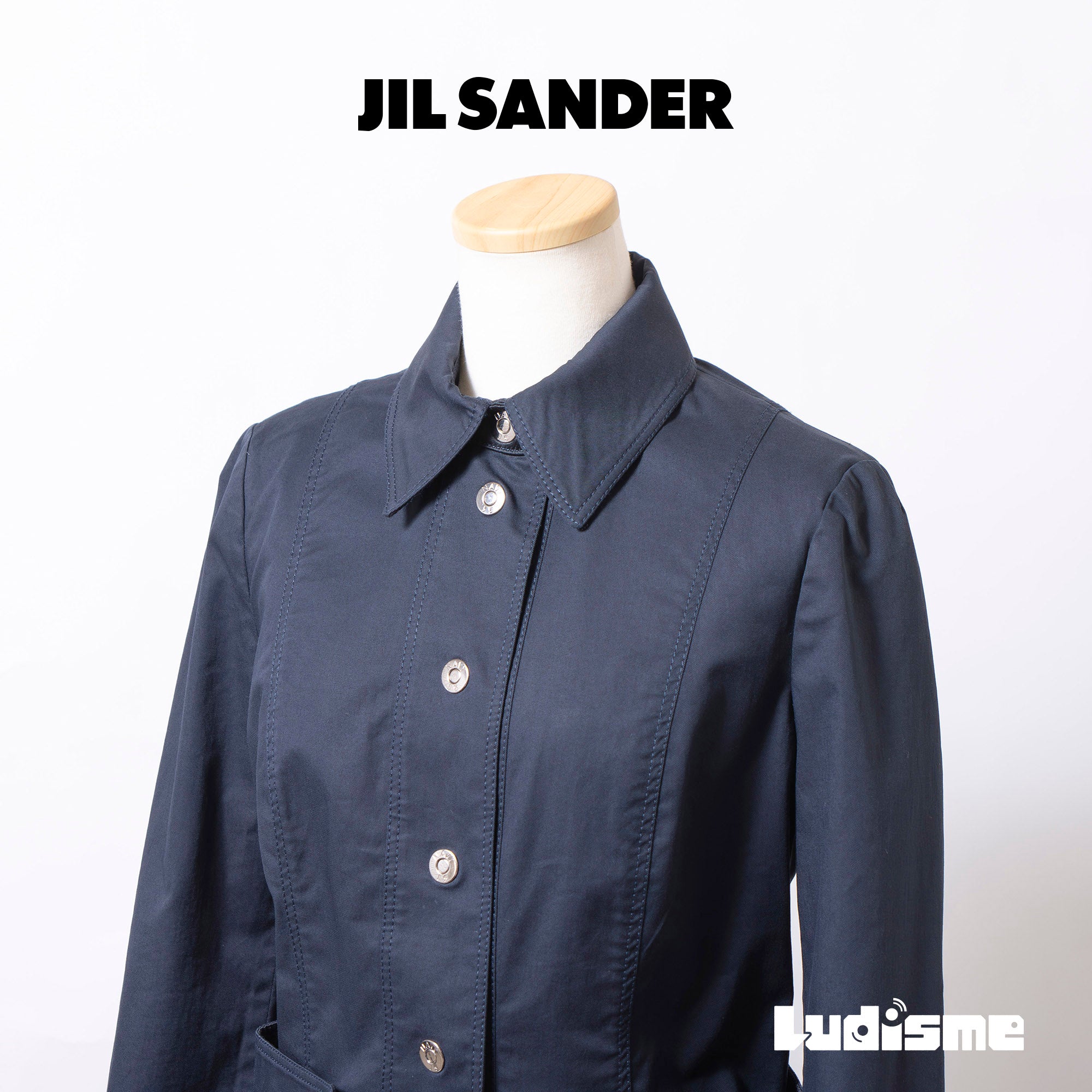 ジルサンダー JIL SANDER NAVY コットンジャケット 34 ネイビー 紺 レディース イタリア製 カジュアルジャケット ミリタリージャケット