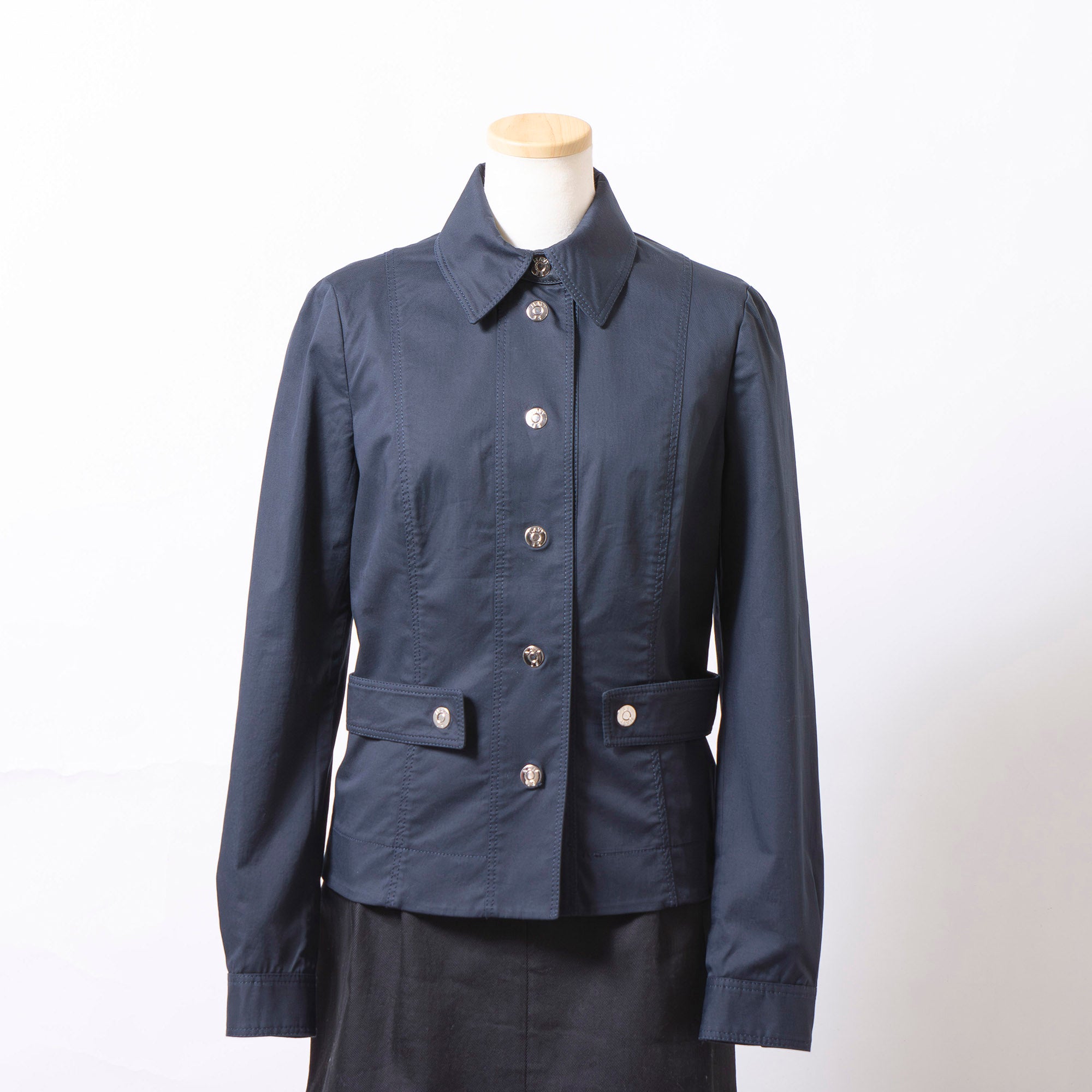 ジルサンダー JIL SANDER NAVY コットンジャケット 34 ネイビー 紺 レディース イタリア製 カジュアルジャケット ミリタリージャケット