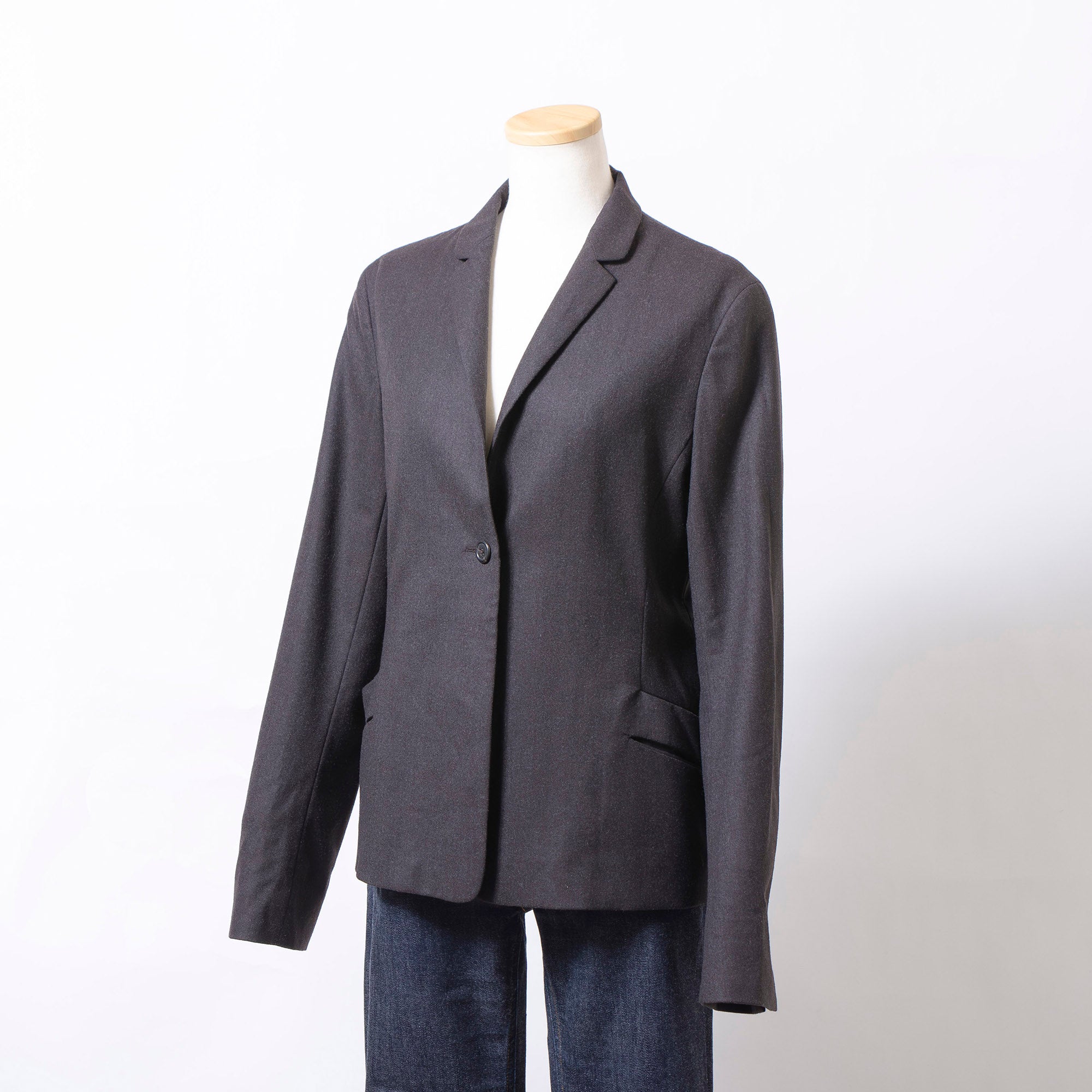 ジルサンダー JIL SANDER ウールジャケット 36 チャコール レディース 比翼仕立て ミニマルデザイン テーラードジャケット イタリア製