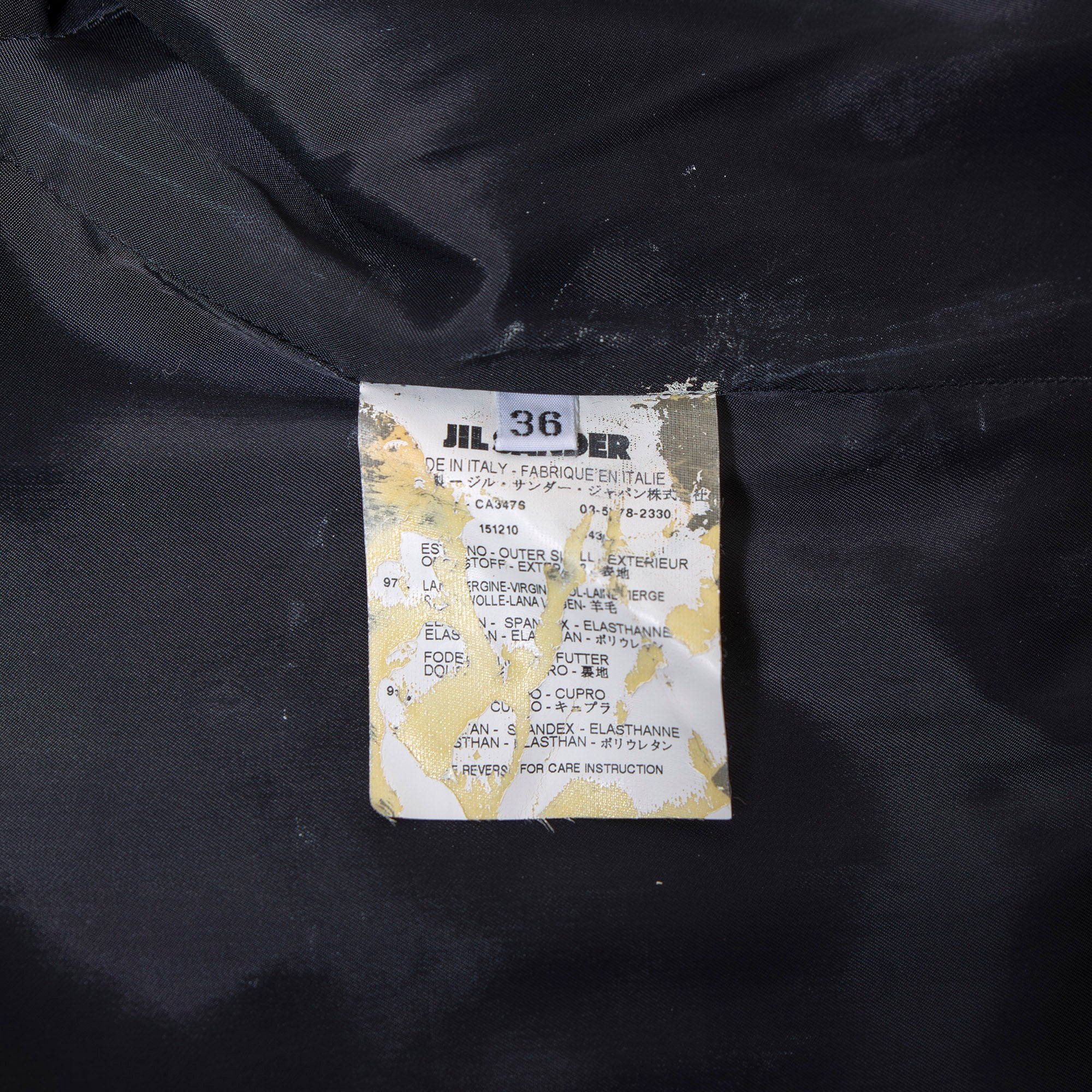 ジルサンダー JIL SANDER ウールジャケット 36 チャコール レディース 比翼仕立て ミニマルデザイン テーラードジャケット イタリア製