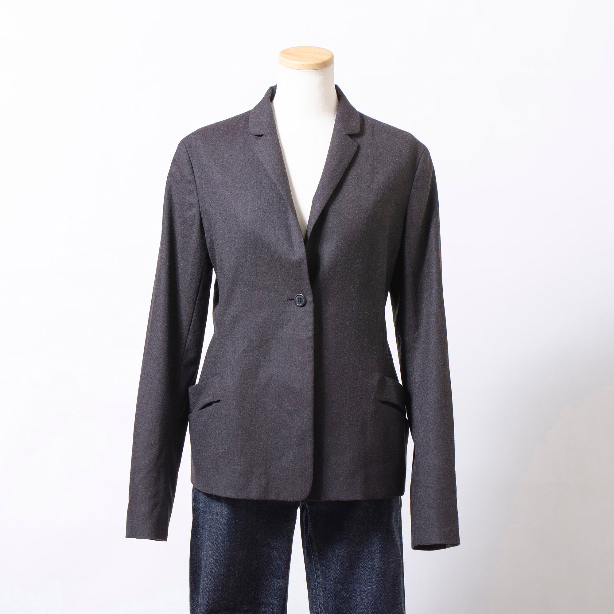 ジルサンダー JIL SANDER ウールジャケット 36 チャコール レディース 比翼仕立て ミニマルデザイン テーラードジャケット イタリア製