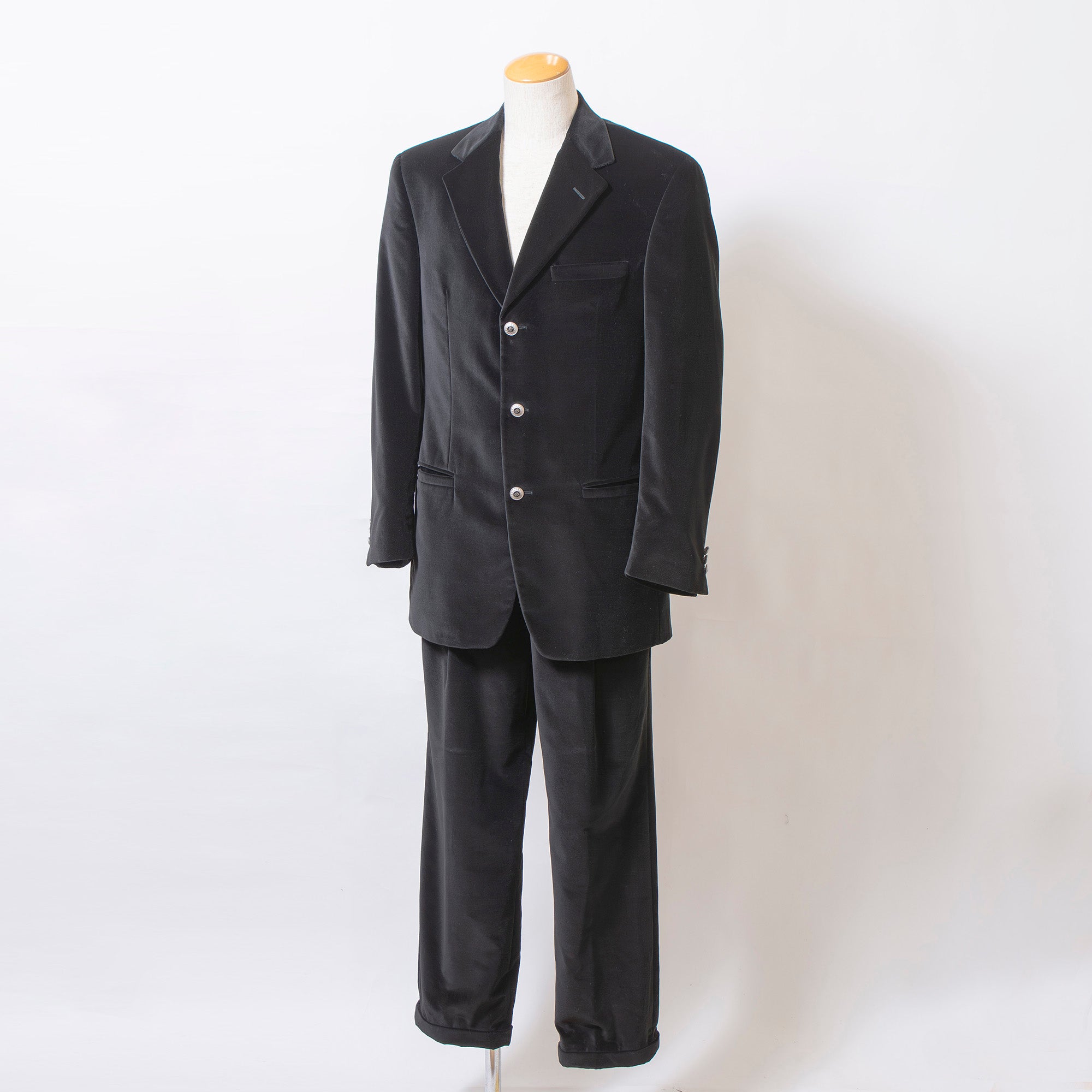 ヴェルサーチ VERSACE CLASSIC V2 セットアップ ベルベット ブラック 3B ジャケット＆パンツ メンズ スーツ テーラドジャケット ボトムス