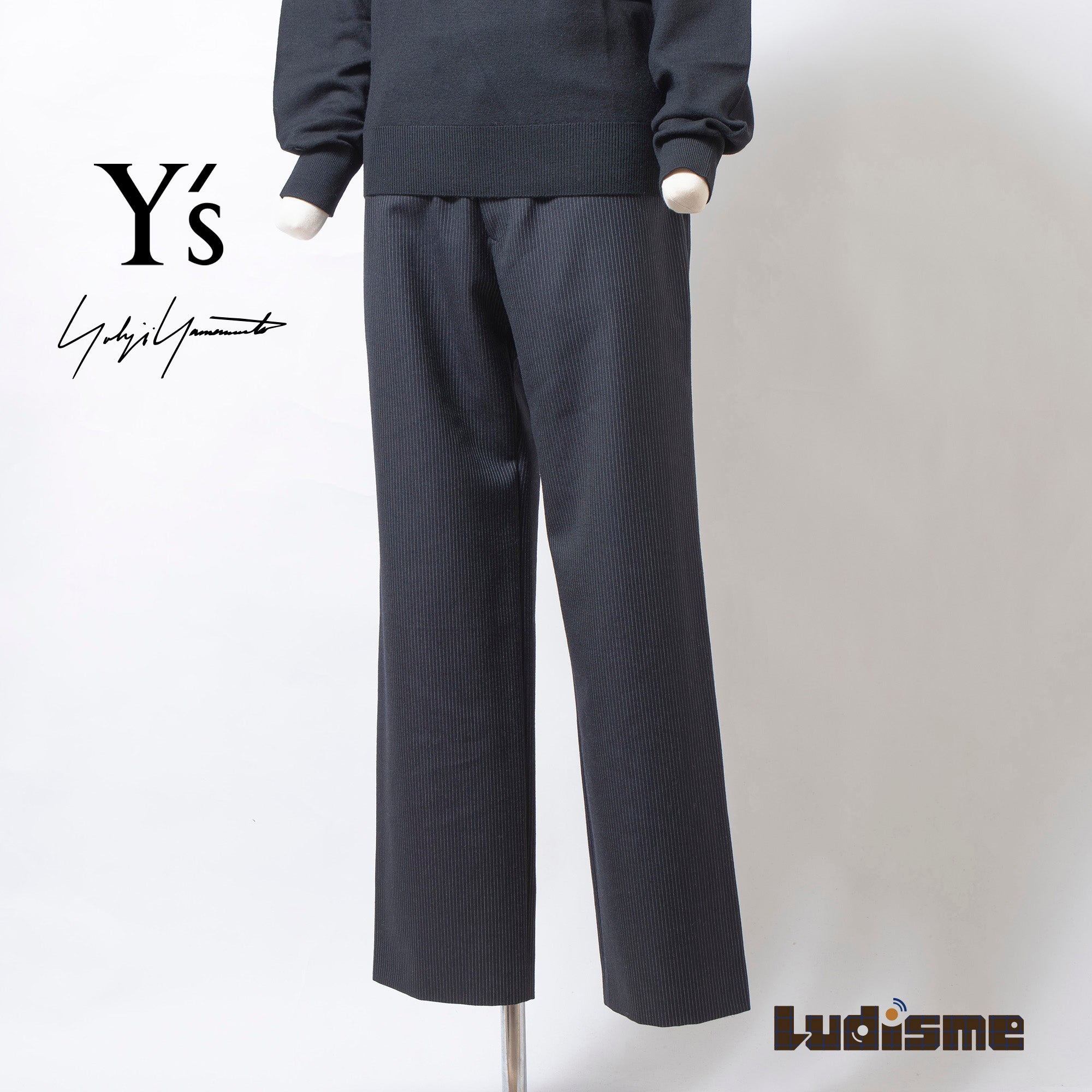 ワイズ ヨウジヤマモト Y's Yohji Yamamoto スラックス ピンストライプ チャコールグレー ワイドストレート レディース パンツ ボトムス