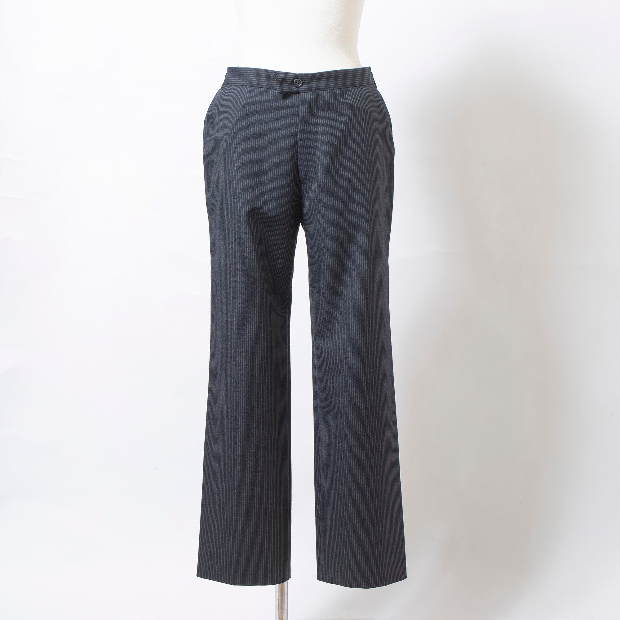 ワイズ ヨウジヤマモト Y's Yohji Yamamoto スラックス ピンストライプ チャコールグレー ワイドストレート レディース パンツ ボトムス