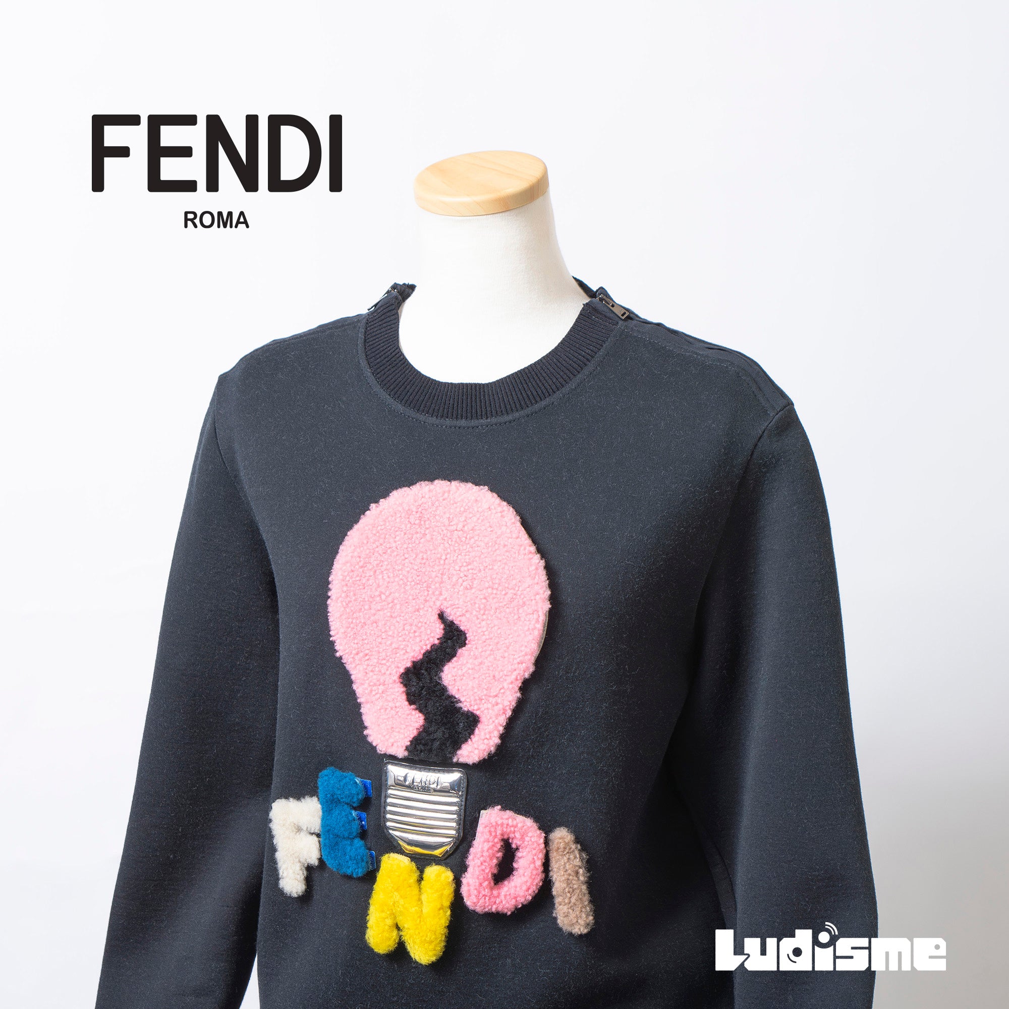 フェンディ FENDI スウェット ブラック 38 パイルアップリケ ライトバルブデザイン レディース トップス トレーナー プルオーバー