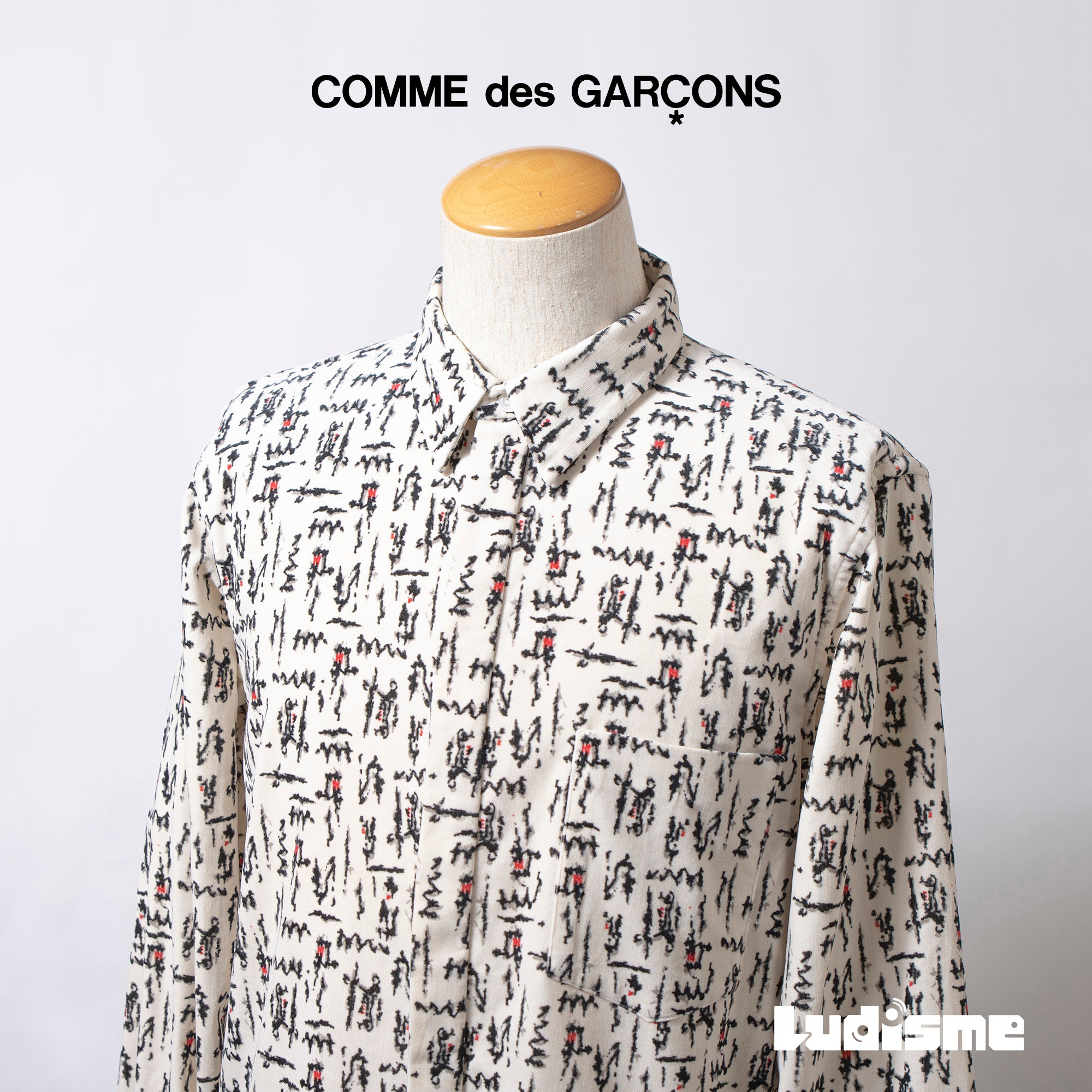 コムデギャルソン COMME des GARCONS HOMME PLUS AD2004 総柄シャツ リブ切り替え メンズ 川久保玲 再構築 アーカイブ トップス 長袖シャツ