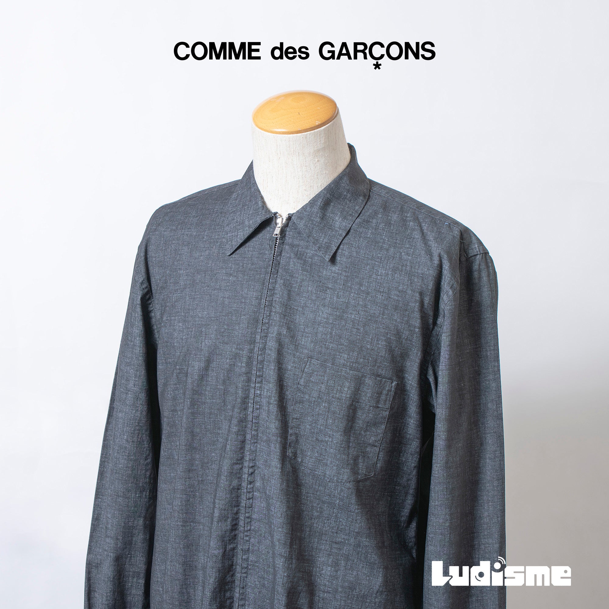 コムデギャルソン COMME des GARCONS SHIRT ジップアップ デニムシャツ コットンポリウレタン M フランス製 川久保玲 トップス 長袖シャツ