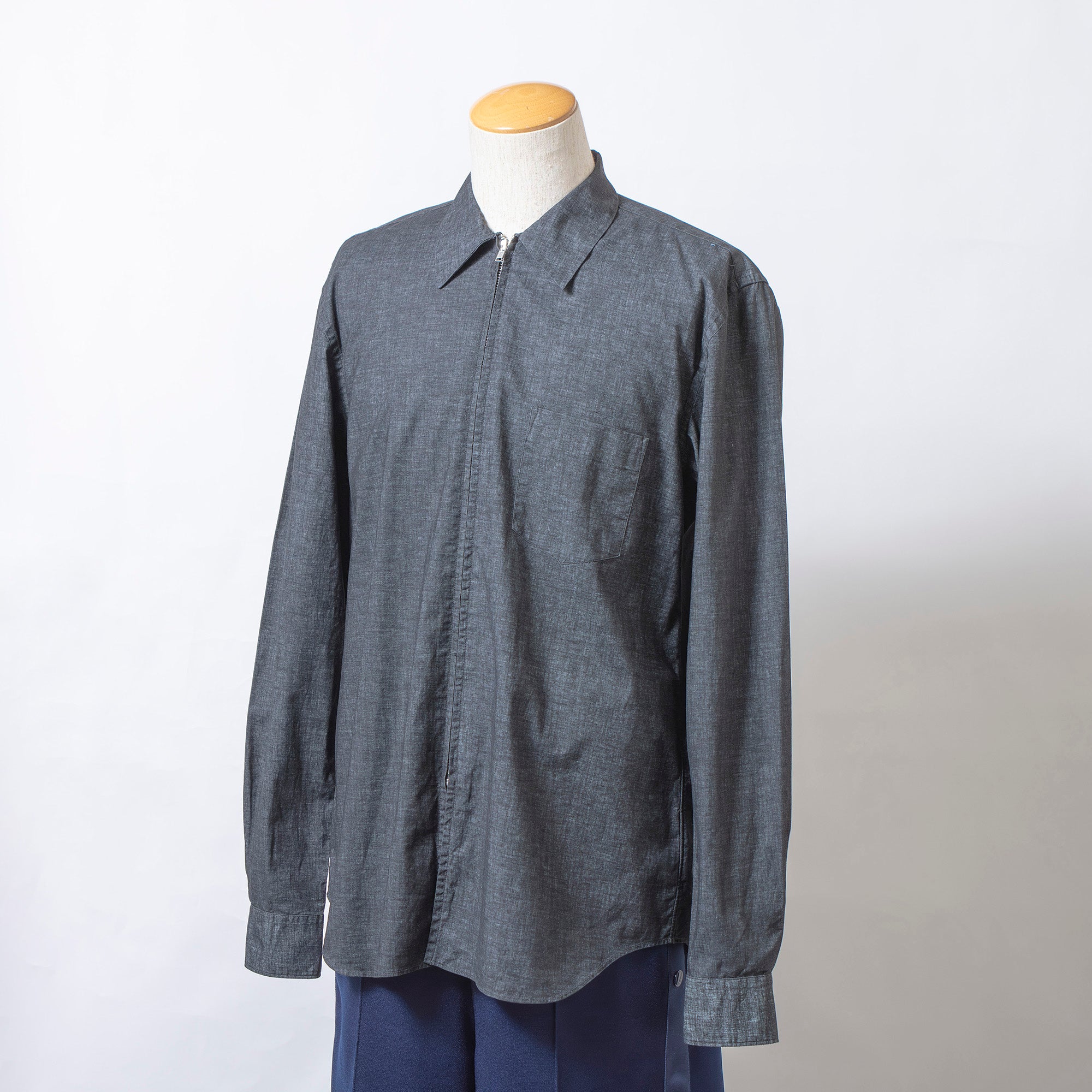 コムデギャルソン COMME des GARCONS SHIRT ジップアップ デニムシャツ コットンポリウレタン M フランス製 川久保玲 トップス 長袖シャツ