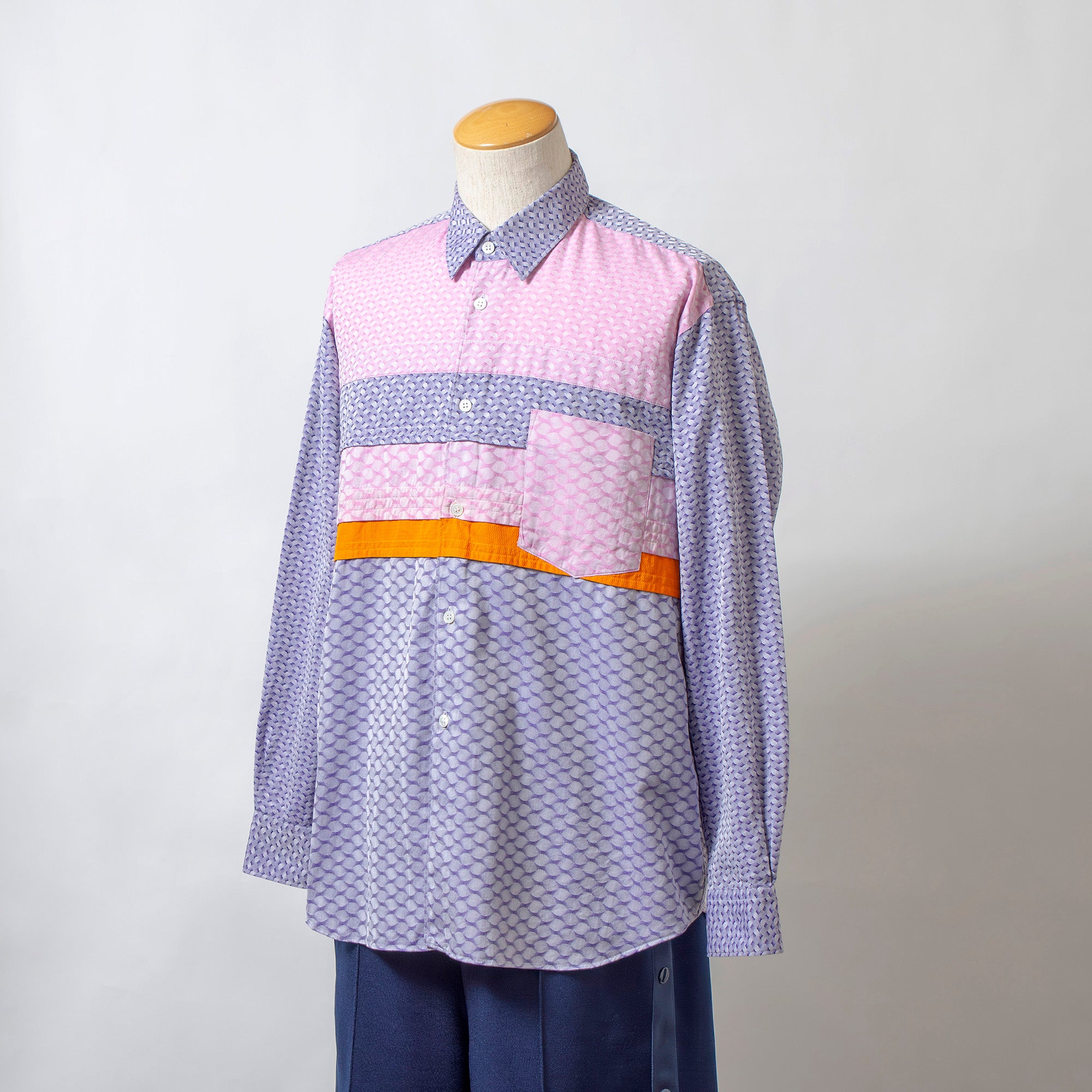 コムデギャルソン COMME des GARCONS SHIRT 総柄 パッチワーク シャツ マルチカラー S フランス製 川久保玲 再構築 トップス 長袖シャツ