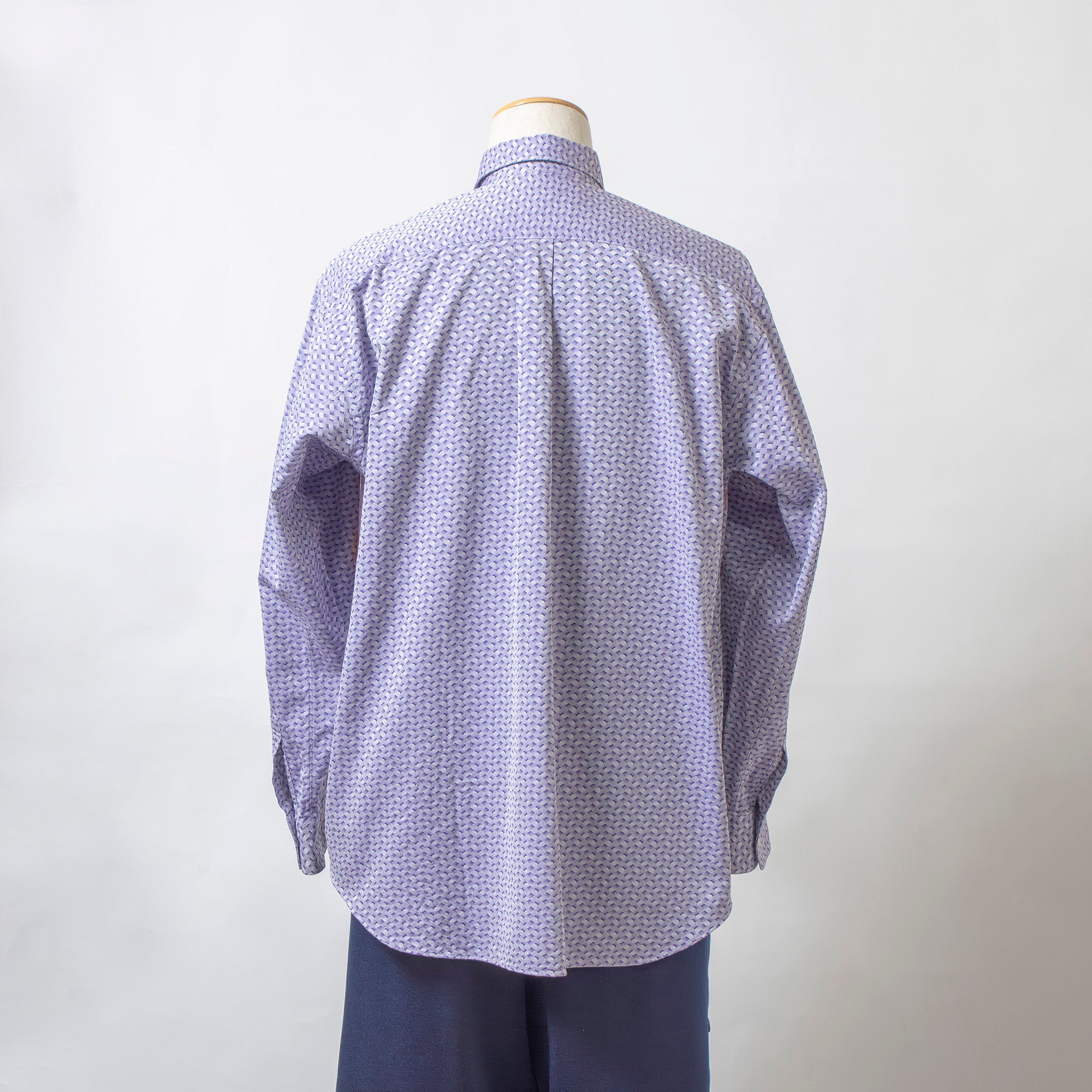 Comme des Garçons all-over patchwork shirt, multicolor, size S, made in France, featuring a Rei Kawakubo motif. Long-sleeved top.