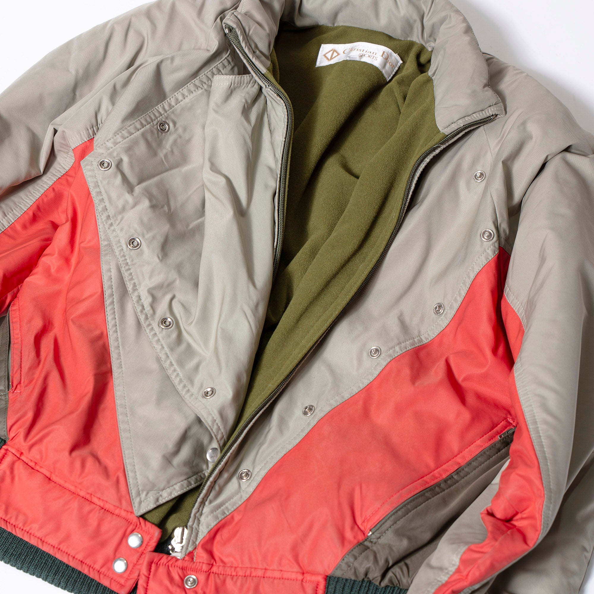 Christian Dior SPORTS Military Short Jacket, Khaki/Orange, Size M, Women's, 90s Bomber Jacket, MA1, Outerwear