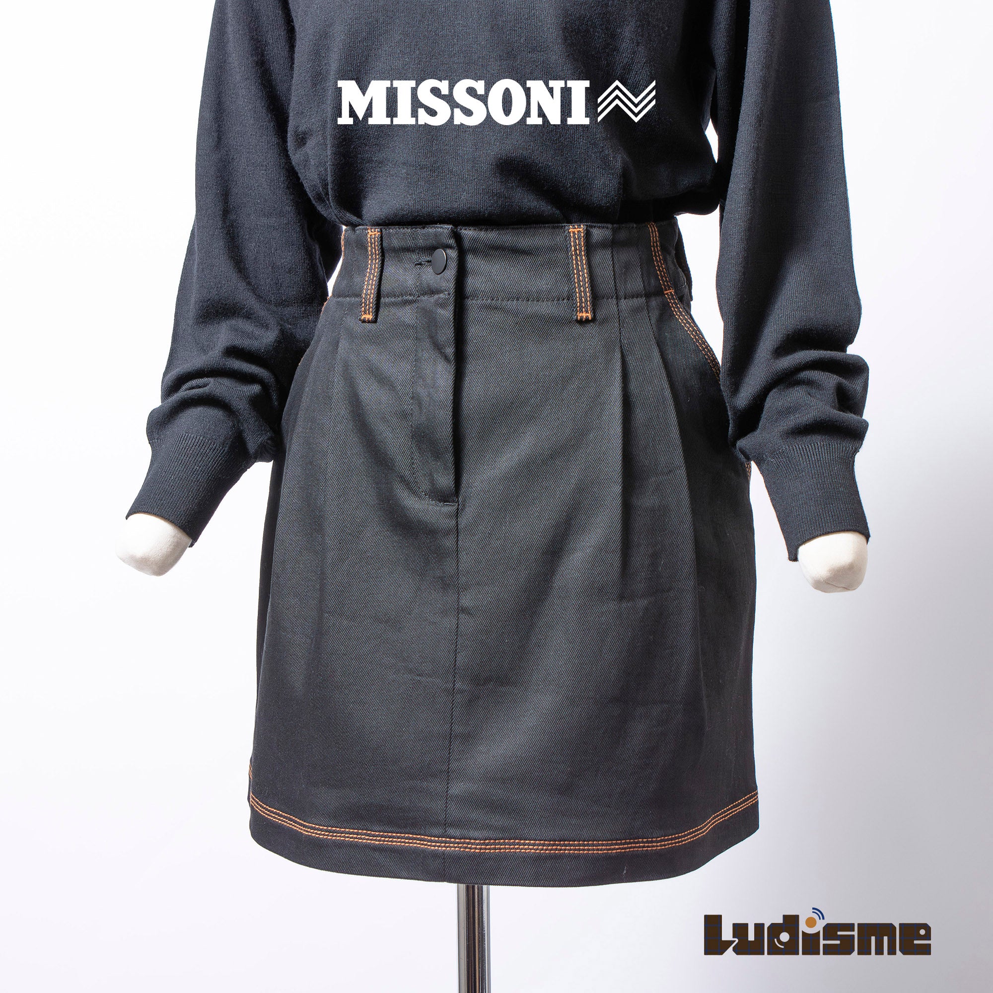 ミッソーニ MISSONI デニムスカート ブラック 38 レディース イタリア製 台形スカート ミニスカート タイトスカート ボトムス