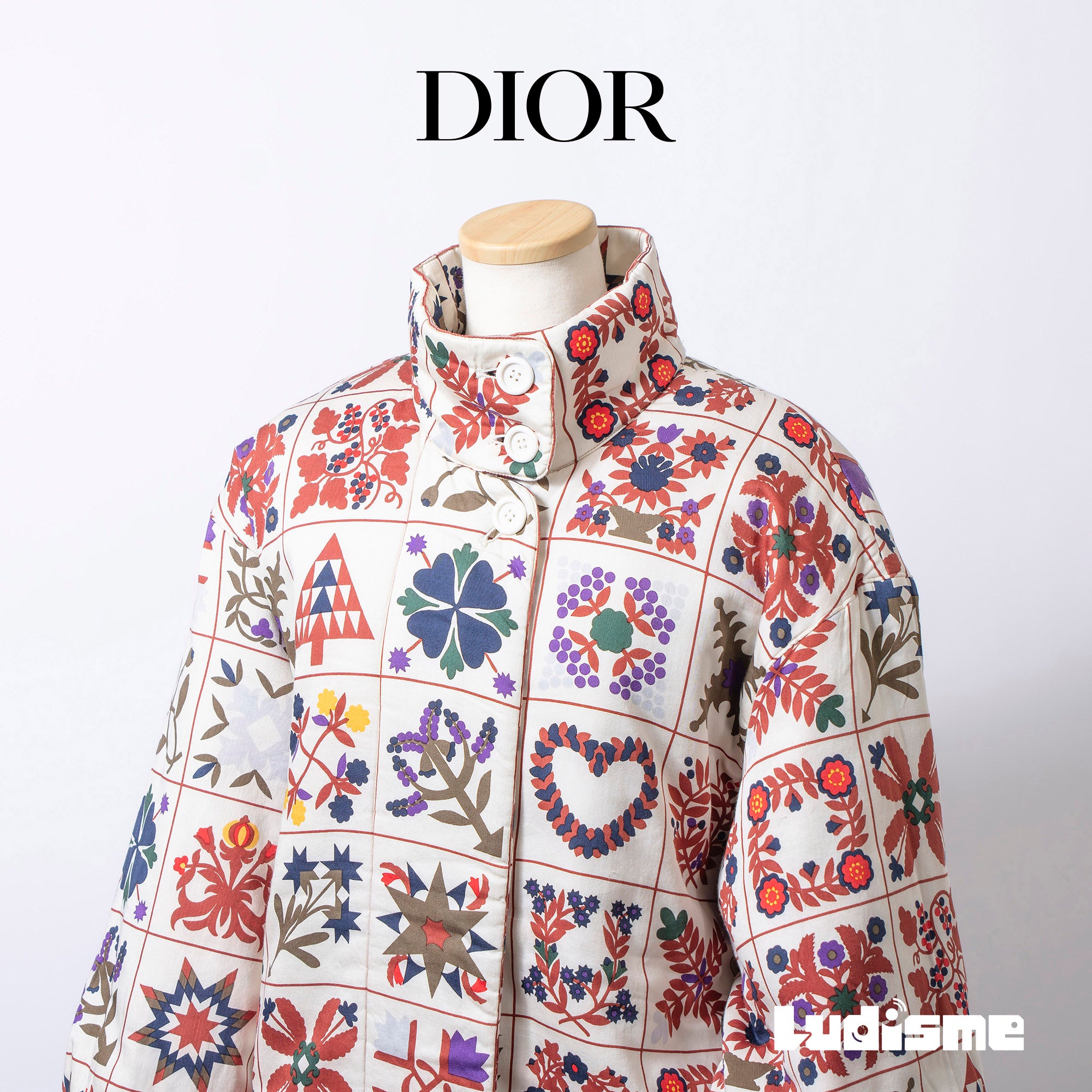 Dior Christian DIOR SPORTS padded jacket with Nordic print, size L, women's, cotton and silk, 90s, outerwear, down jacket