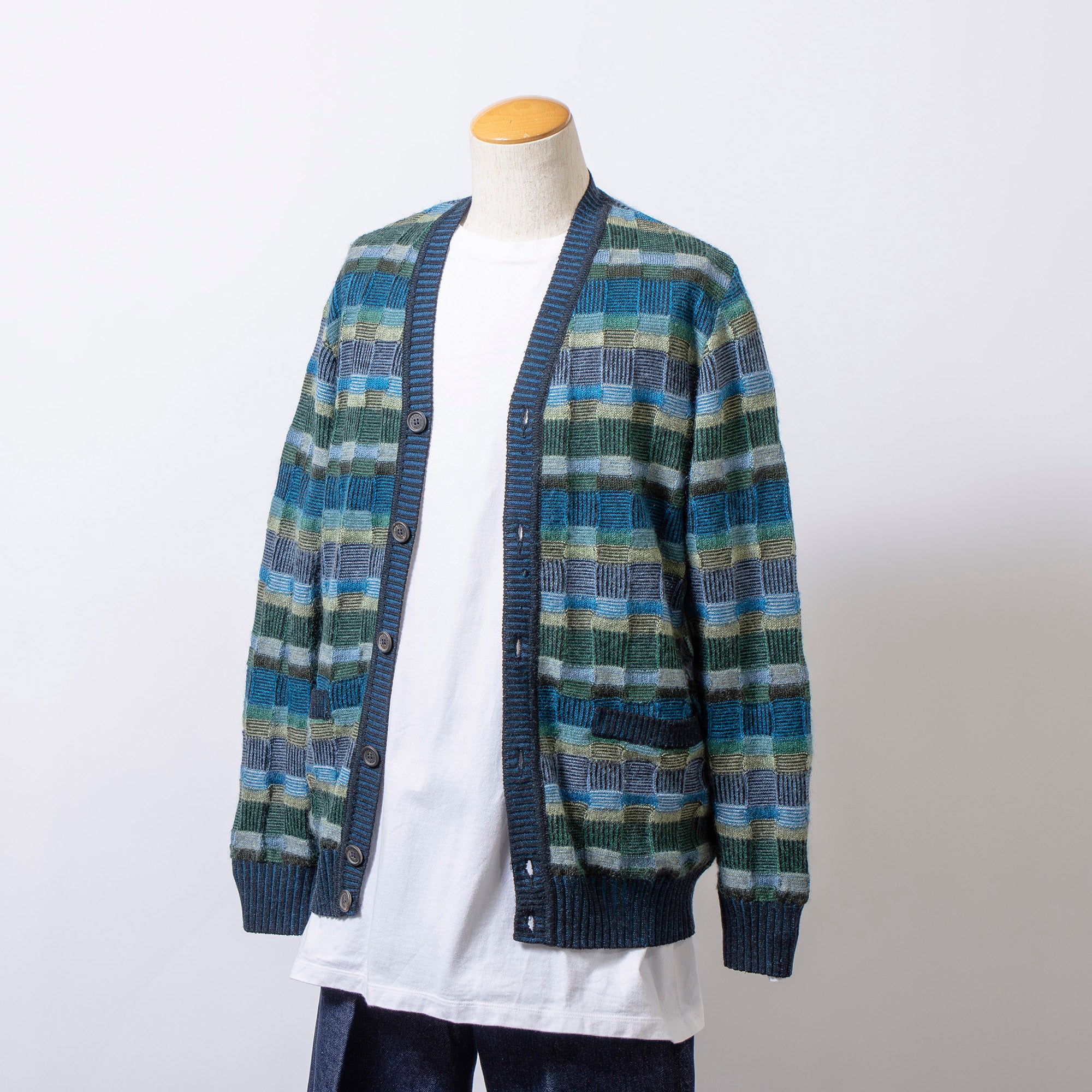 ミッソーニ MISSONI Vネック ニットカーディガン モヘア混 ブルー系 マルチカラー 48 メンズ トップス セーター ユニセックス