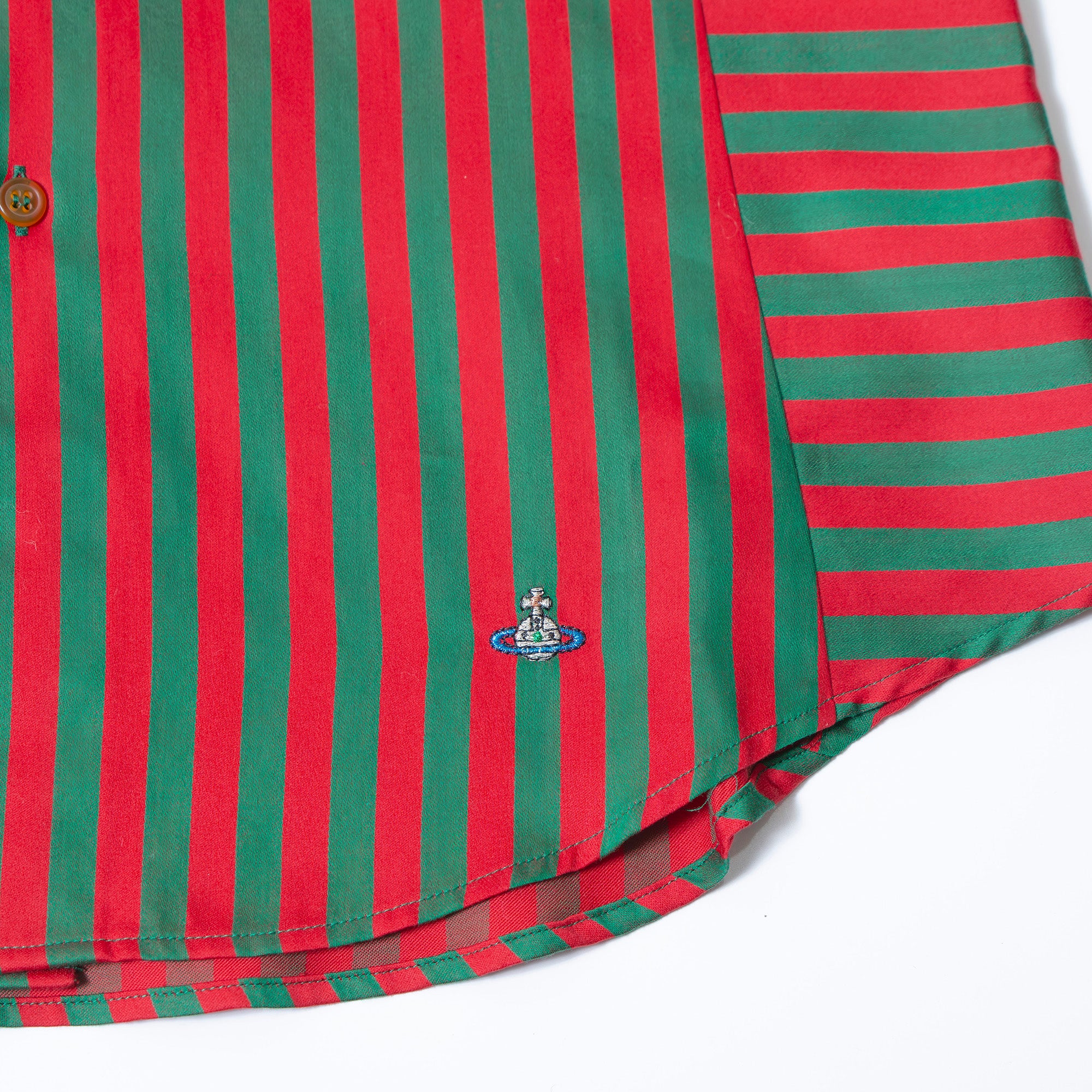 Vivienne Westwood MAN Striped Long Sleeve Shirt, Red/Green, Size 3, Made in Italy, Brand New with Tags, Tops