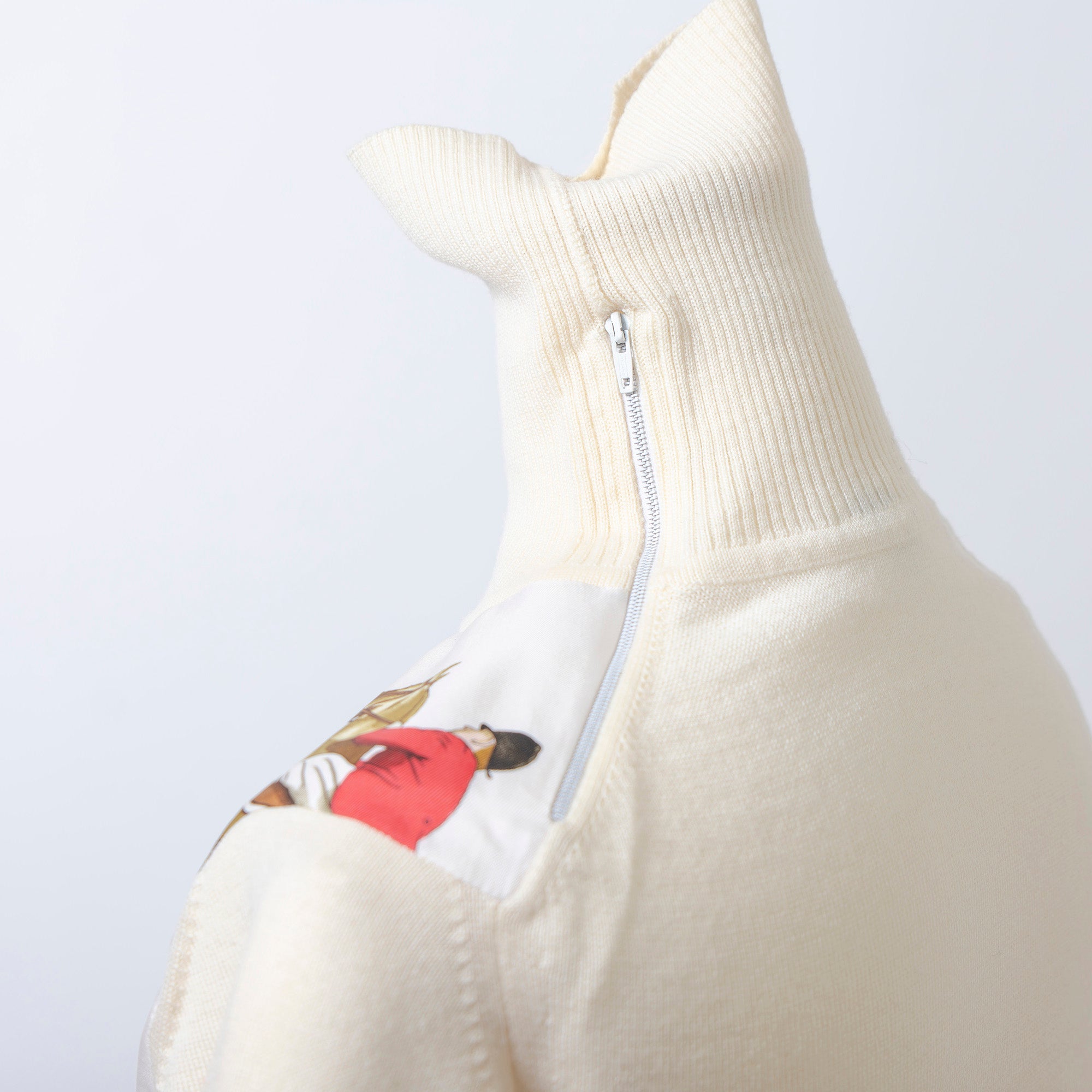 エルメス HERMES ツイルレーヌ タートルネックニット アイボリー 38 レディース フランス製 スカーフ切り替 トップス ロングスリーブ 長袖