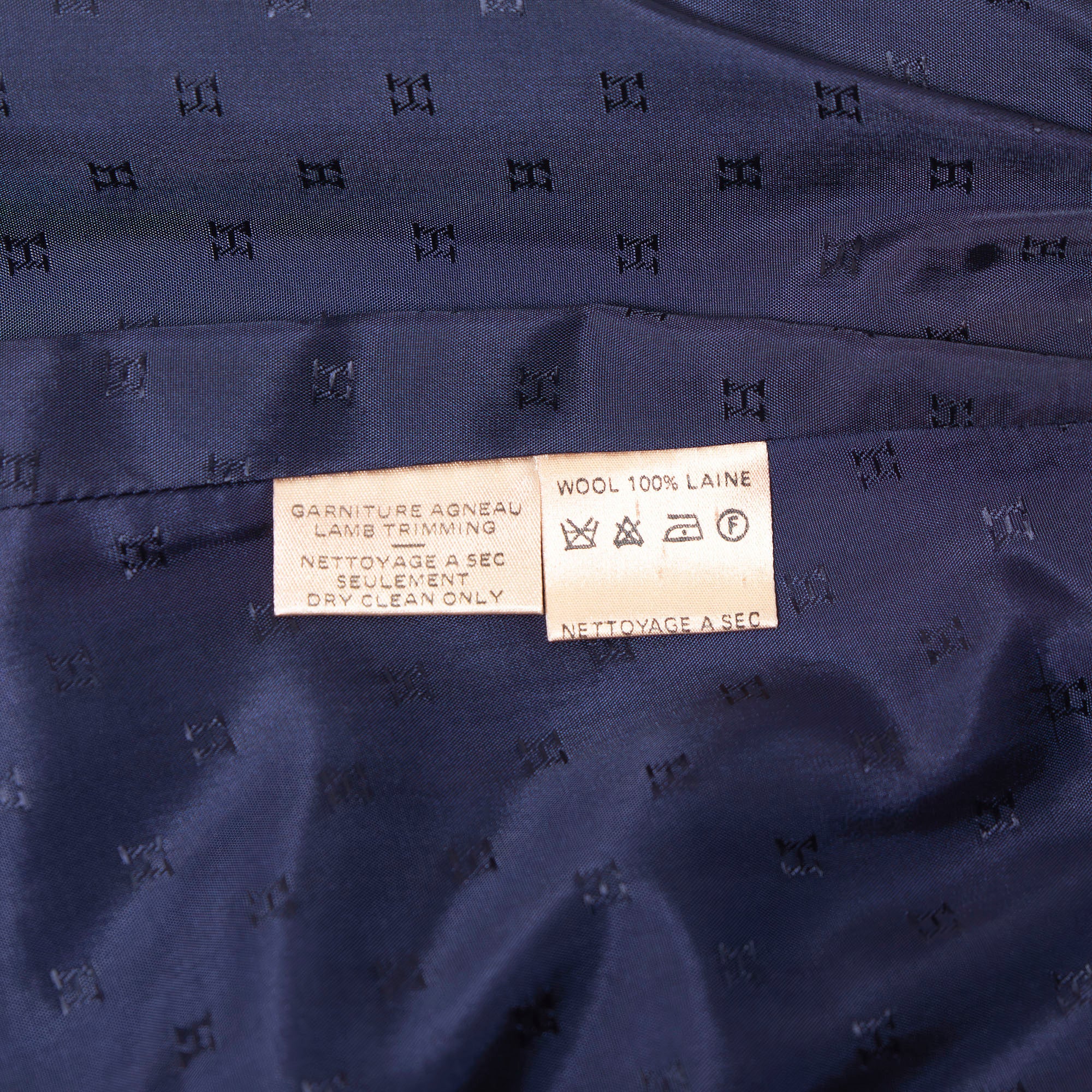 エルメス HERMES スカート ミディ丈 ネイビー 36 レディース フランス製 レザートリミング ボトムス コクーンスカート スクエアスカート