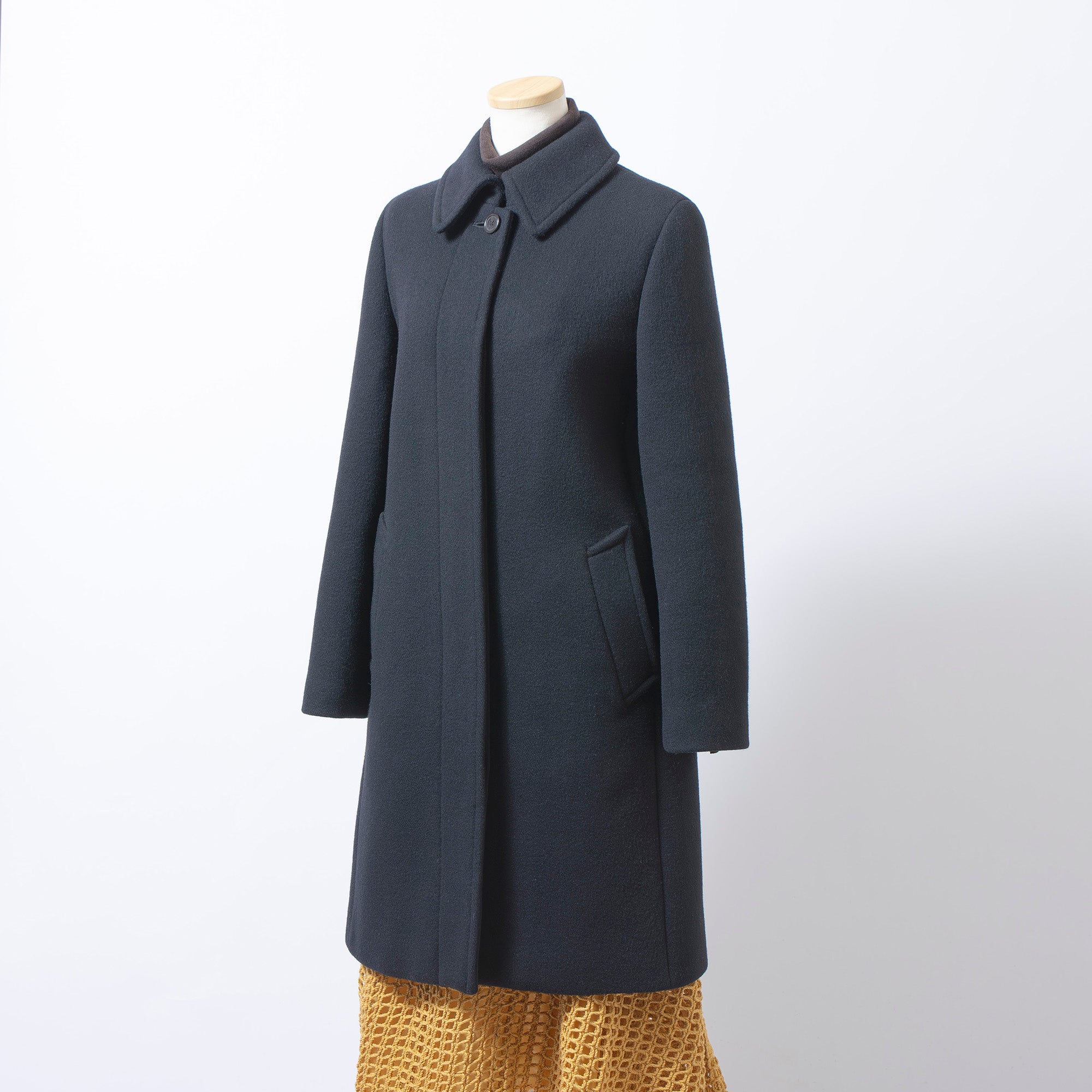 マーガレットハウエル MARGARET HOWELL ステンカラーコート ブラック 2 レディース カシミヤ混 比翼仕立て ロングコート ウールコート