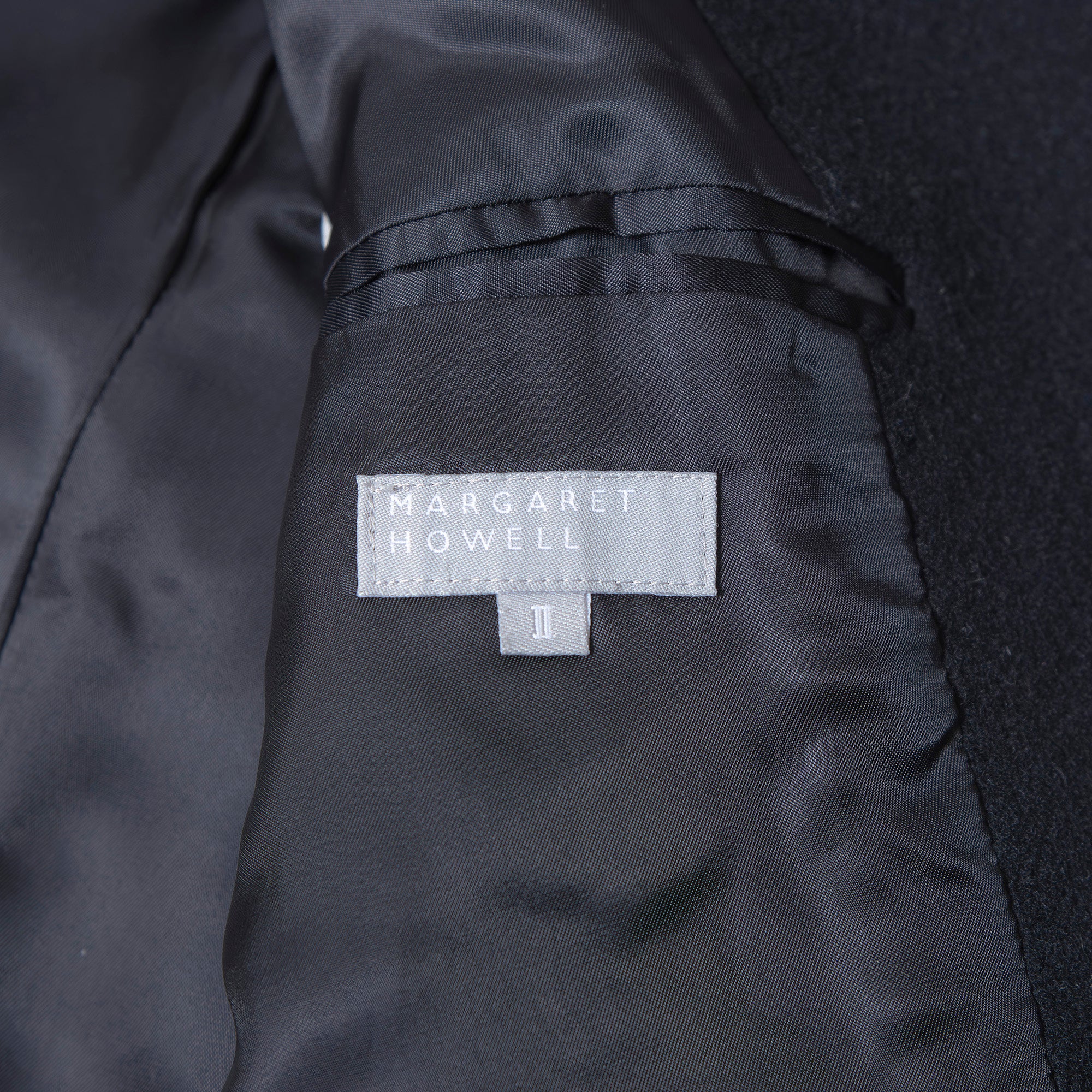 マーガレットハウエル MARGARET HOWELL ステンカラーコート ブラック 2 レディース カシミヤ混 比翼仕立て ロングコート ウールコート