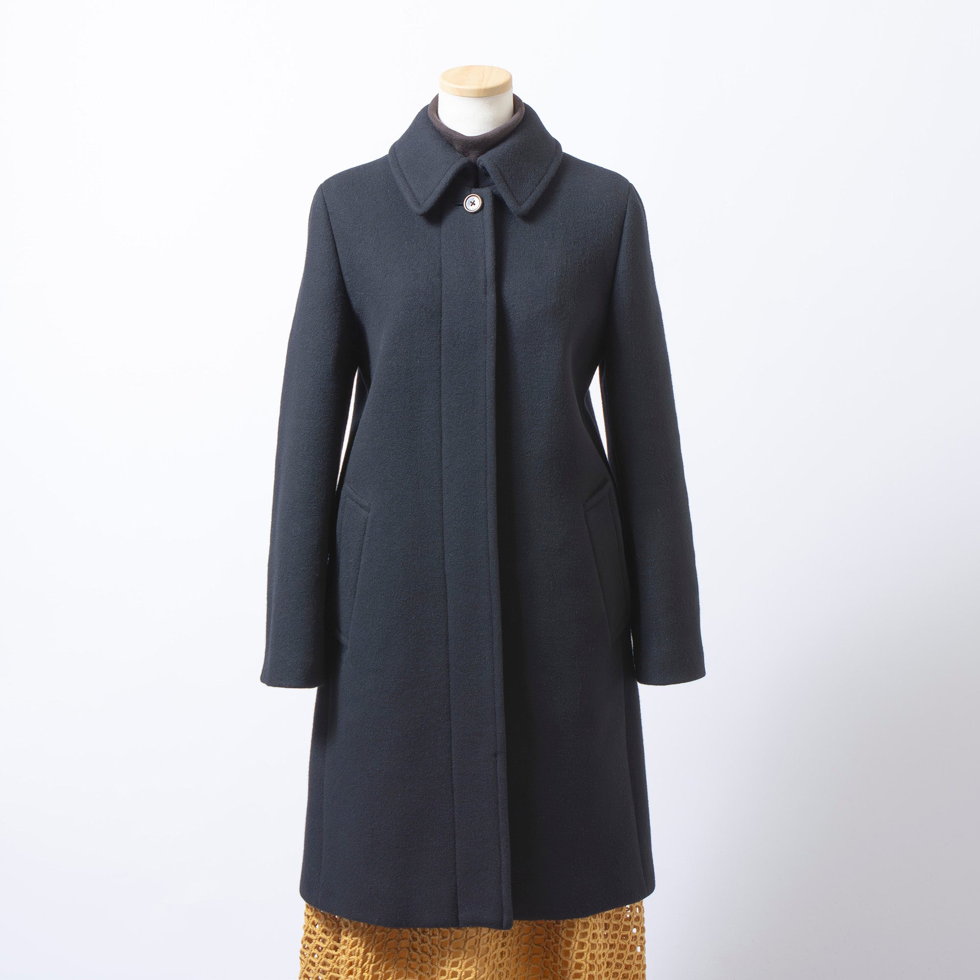 マーガレットハウエル MARGARET HOWELL ステンカラーコート ブラック 2 レディース カシミヤ混 比翼仕立て ロングコート ウールコート