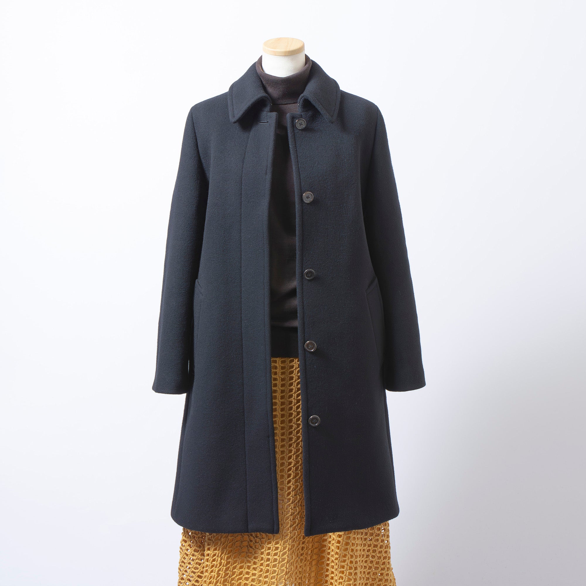 マーガレットハウエル MARGARET HOWELL ステンカラーコート ブラック 2 レディース カシミヤ混 比翼仕立て ロングコート ウールコート