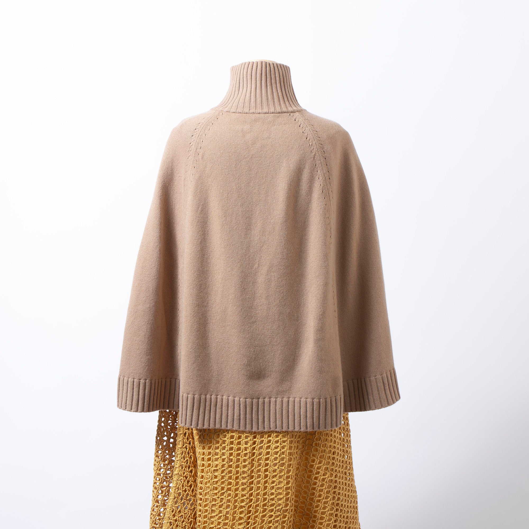 マックスマーラ Max Mara STUDIO ニットポンチョ キャメルブラウン カシミヤ混 レディース アウター トップス セーター ケープ ハイネック