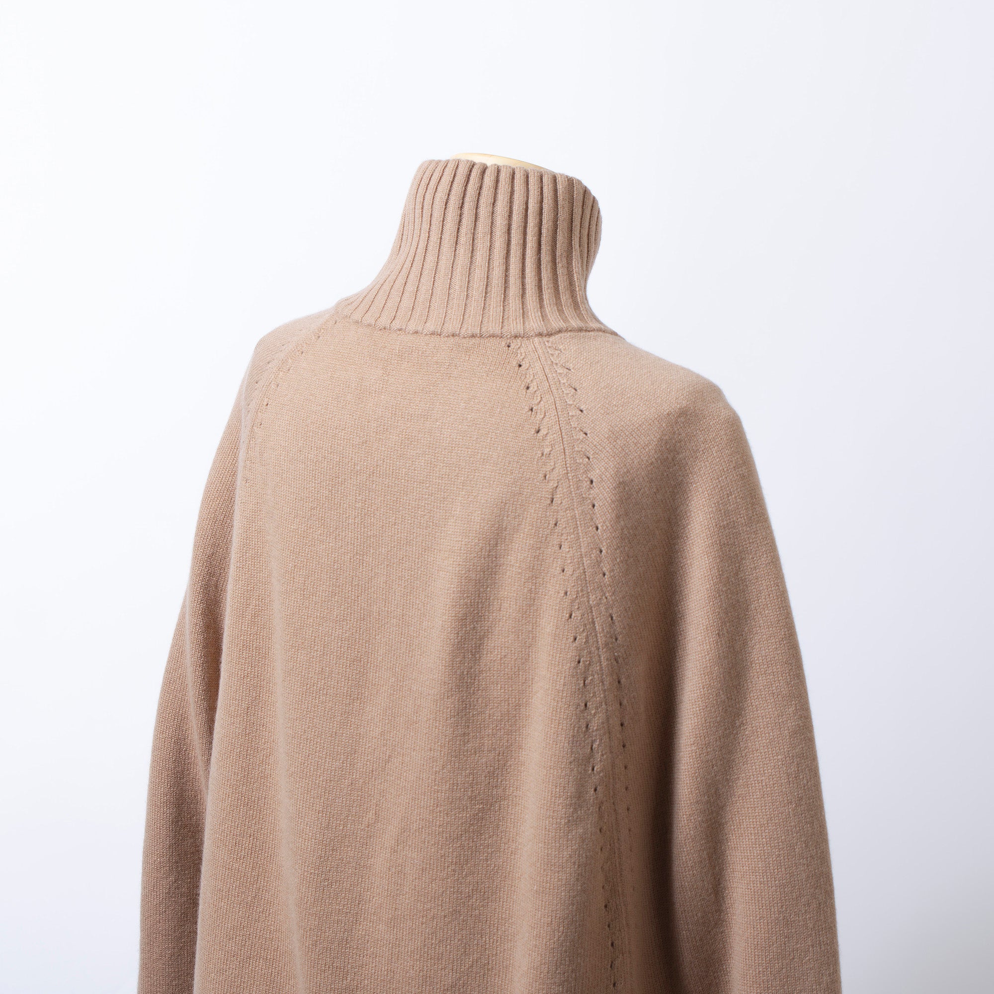 マックスマーラ Max Mara STUDIO ニットポンチョ キャメルブラウン カシミヤ混 レディース アウター トップス セーター ケープ ハイネック