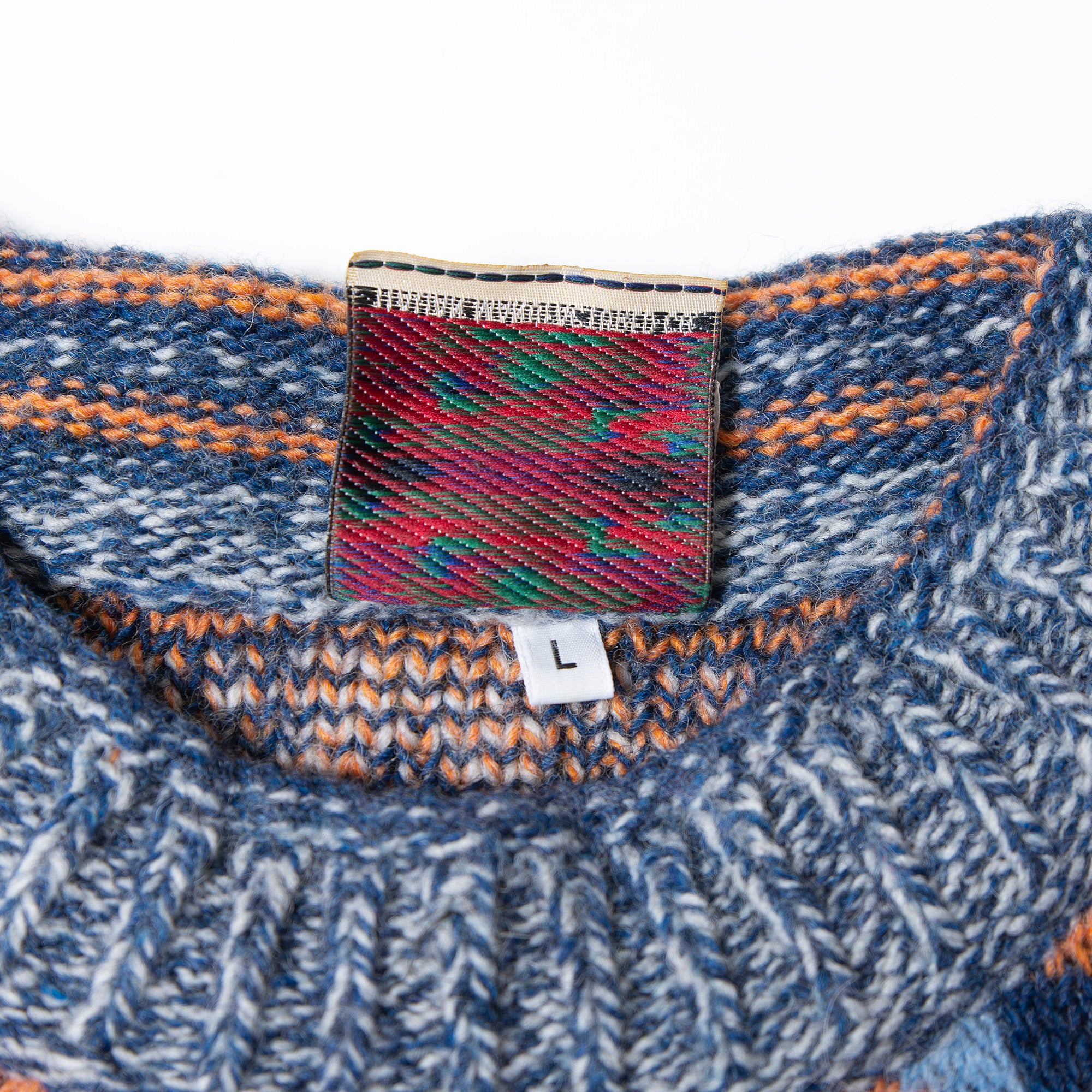 イタリア ヴィンテージ IMC プルオーバーニットセーター モックネック 総柄 マルチパターン マルチカラー メンズ レディース ユニセックス