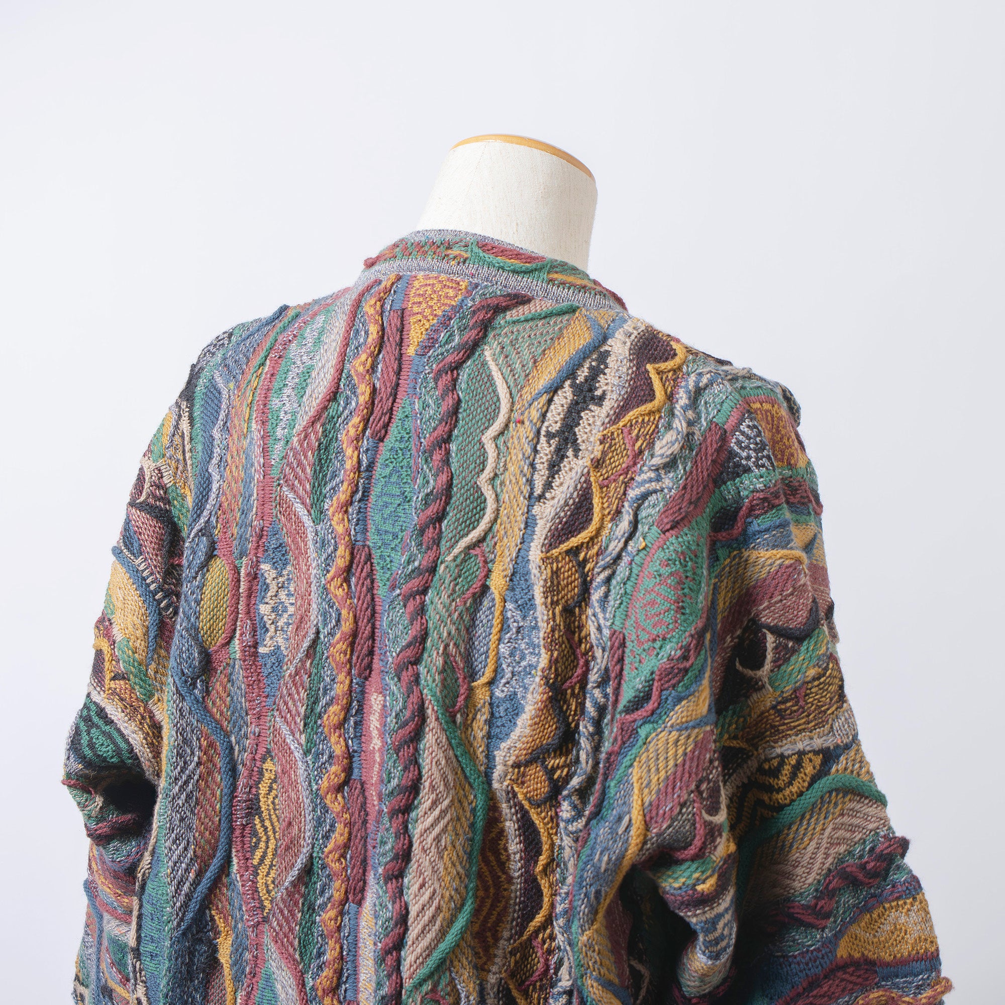 オーストラリア LIMNOS ヴィンテージ 3Dニット カーディガン マルチカラー 総柄 デザインニット メンズ レディース ユニセックス トップス