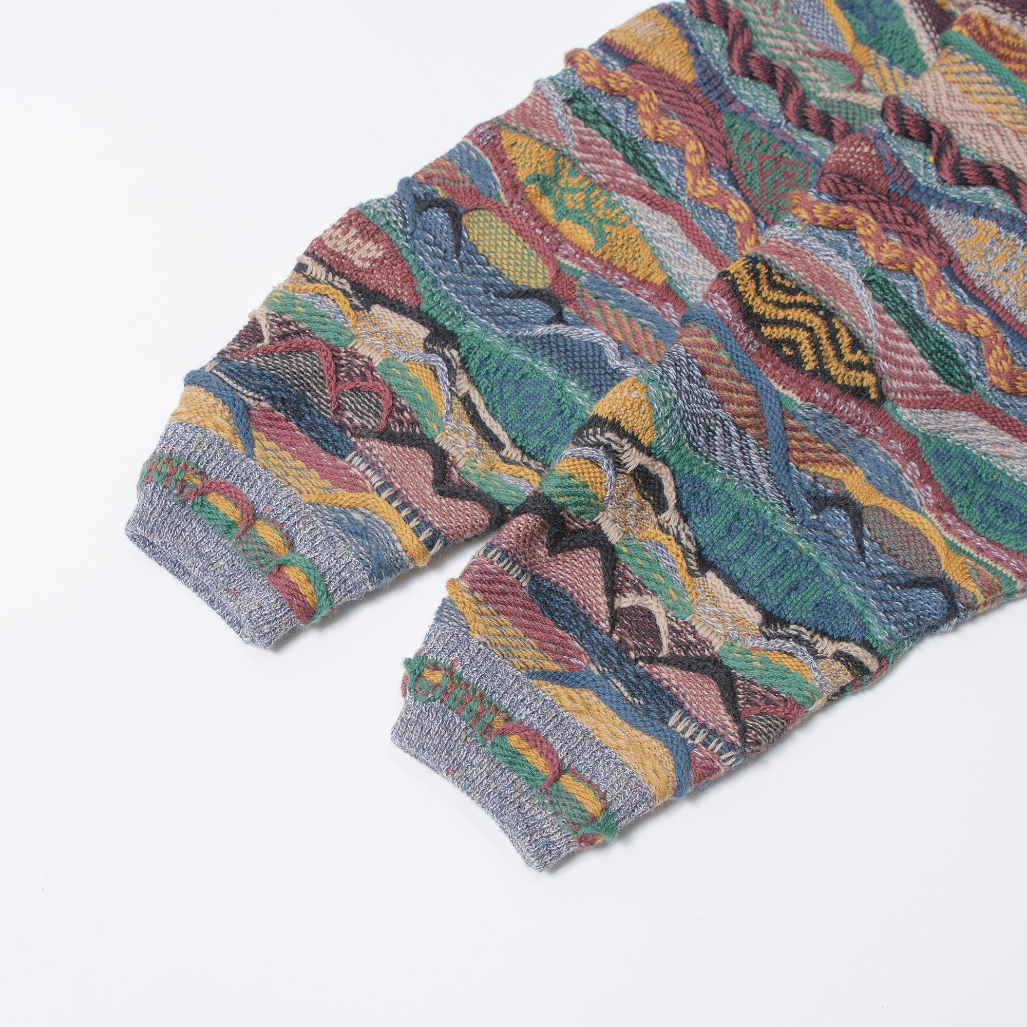 オーストラリア LIMNOS ヴィンテージ 3Dニット カーディガン マルチカラー 総柄 デザインニット メンズ レディース ユニセックス トップス