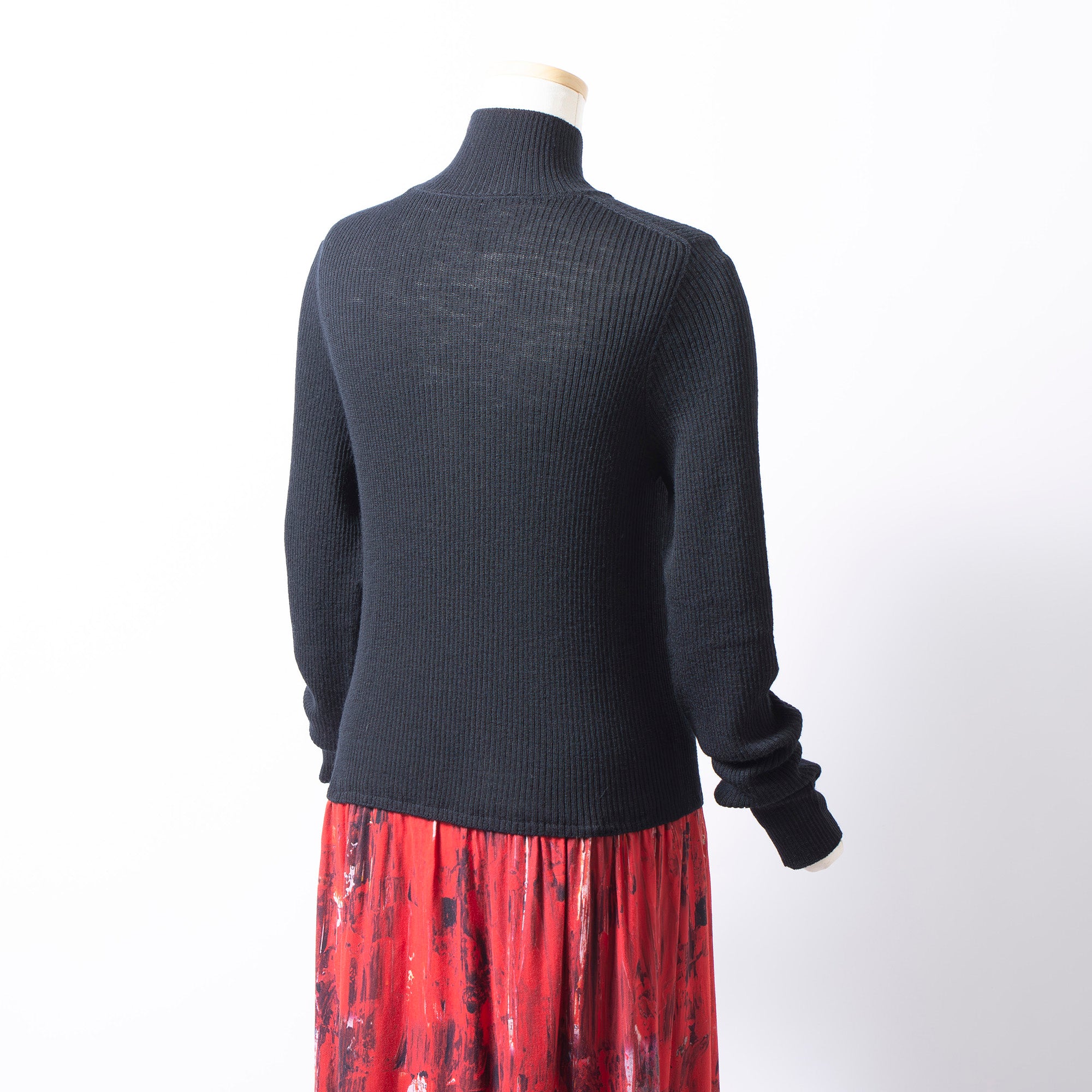 Y's Yohji Yamamoto Docking Dress Knit Switching Black Red All Over Print Long Dress 2023AW Women's Made in Japan