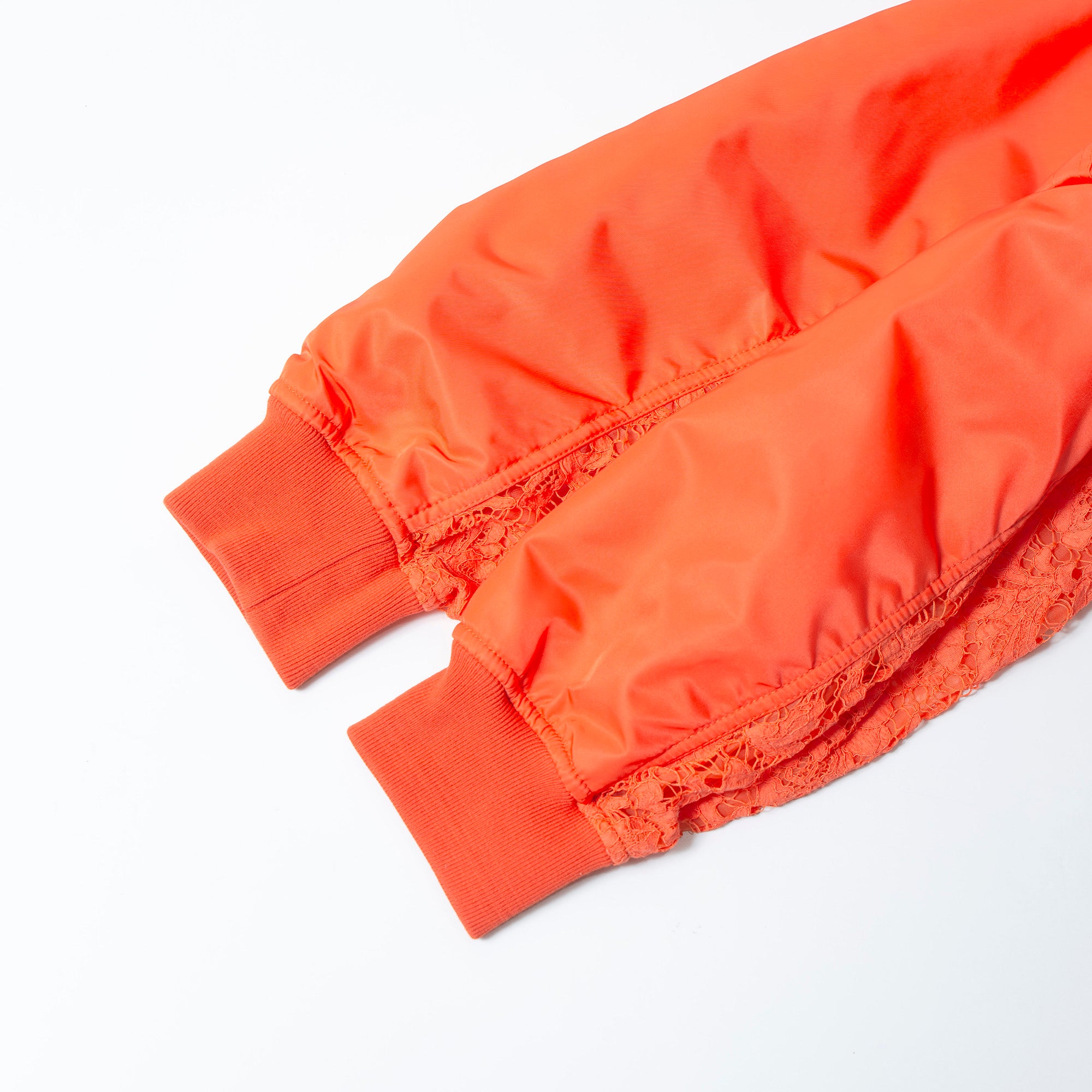 ヴァレンティノ VALENTINO レース切り替え ボンバージャケット オレンジ レディース 44 ◆タグ付き未使用品◆ フライトジャケット MA-1