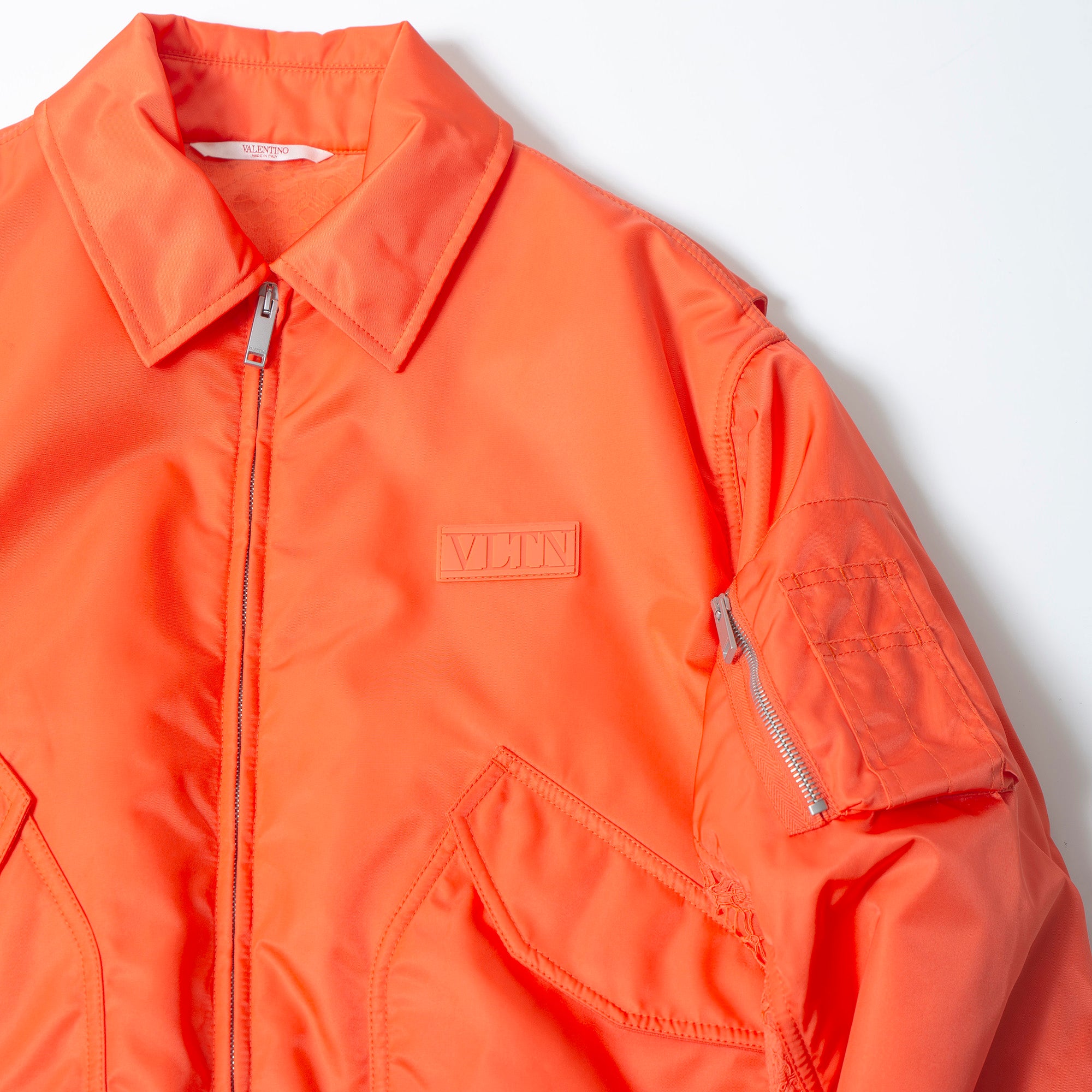 ヴァレンティノ VALENTINO レース切り替え ボンバージャケット オレンジ レディース 44 ◆タグ付き未使用品◆ フライトジャケット MA-1