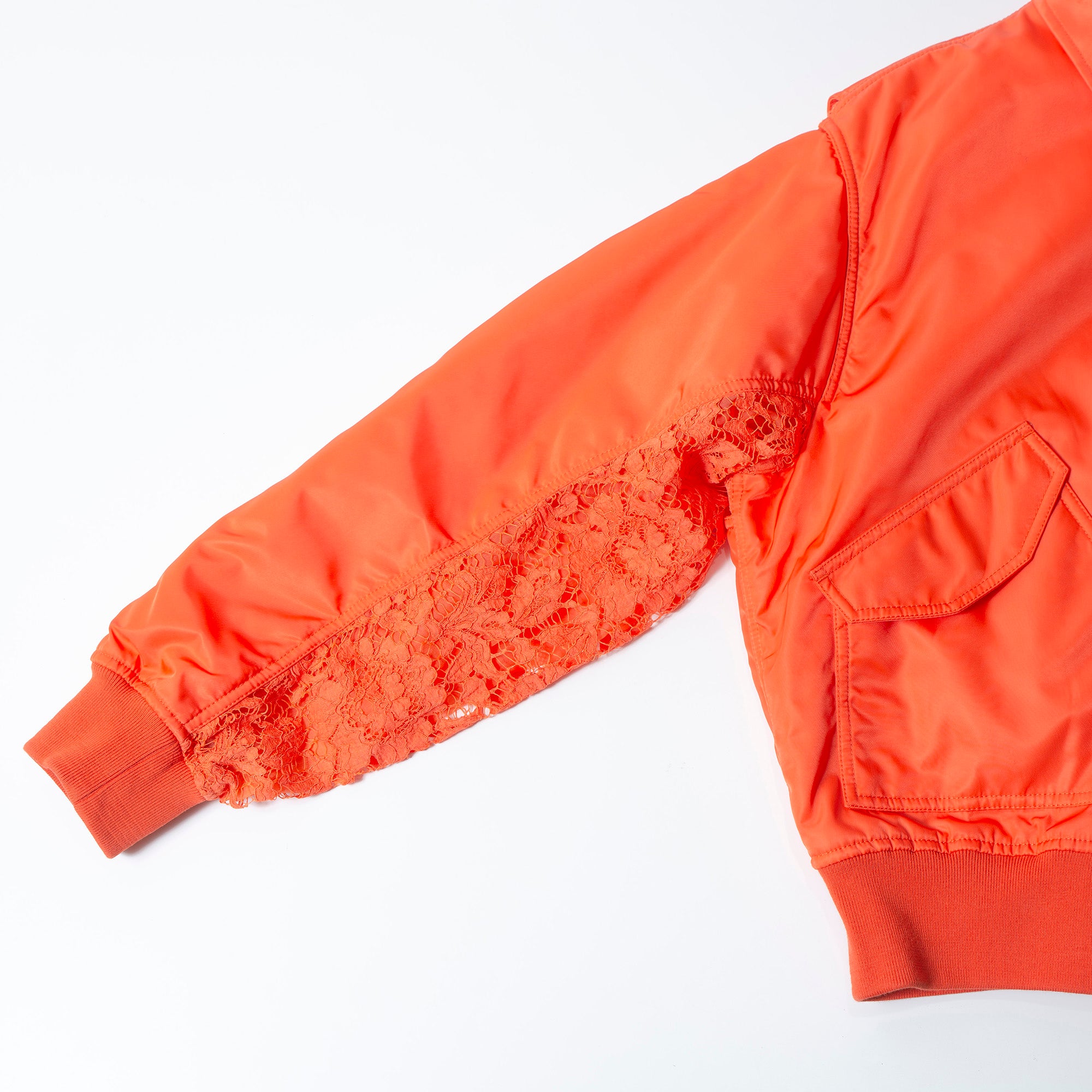 ヴァレンティノ VALENTINO レース切り替え ボンバージャケット オレンジ レディース 44 ◆タグ付き未使用品◆ フライトジャケット MA-1