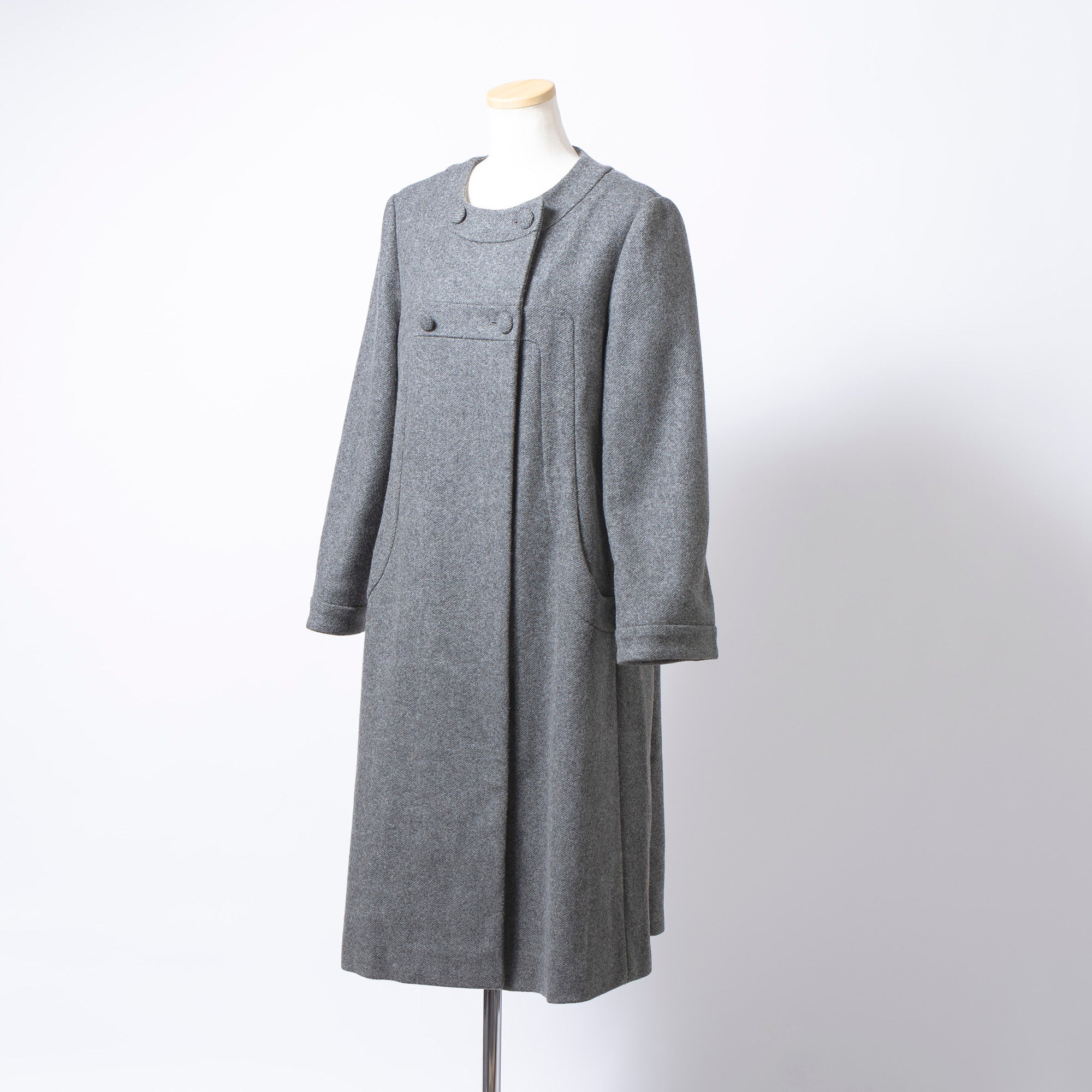 マルニ MARNI ノーカラー ロングコート グレー レディース 42 ウール