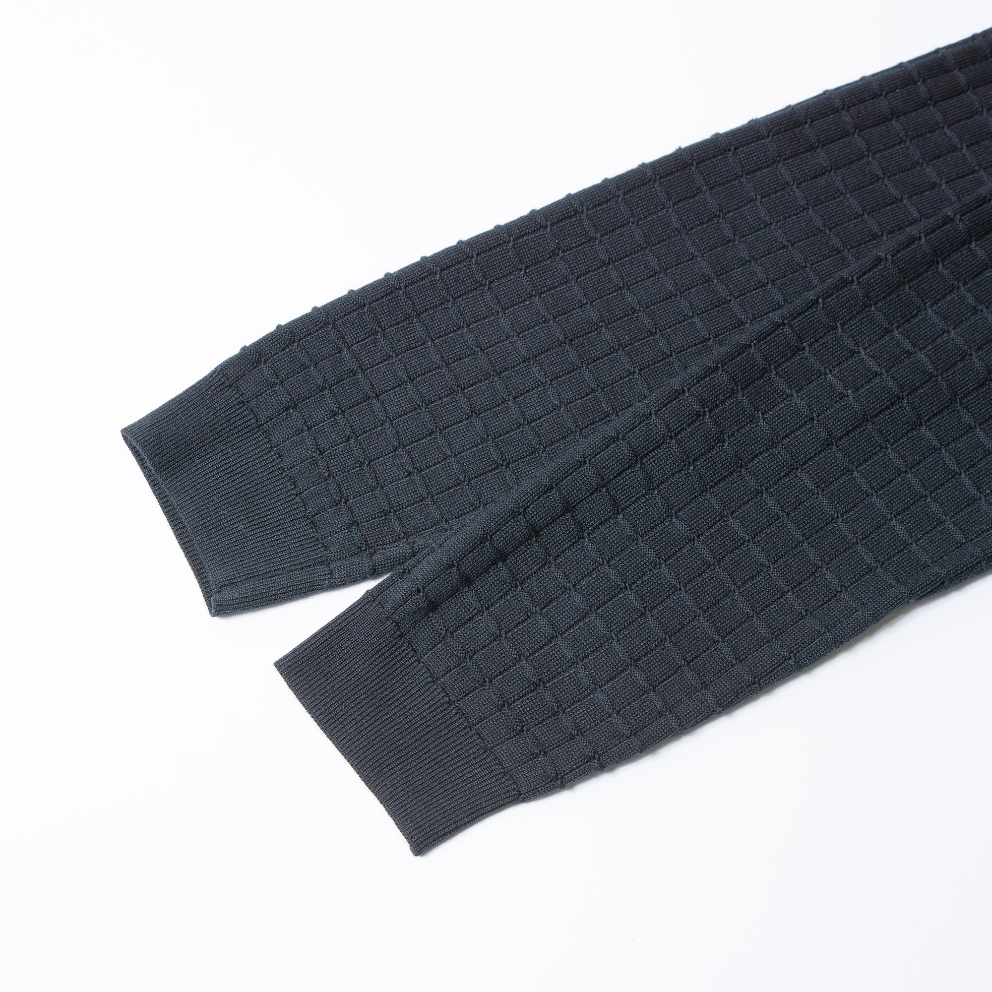 エンポリオアルマーニ EMPORIO ARMANI ドライバーズニット ジップアップ ブラック メンズ L ワッフル編み トップス セーター ハイネック