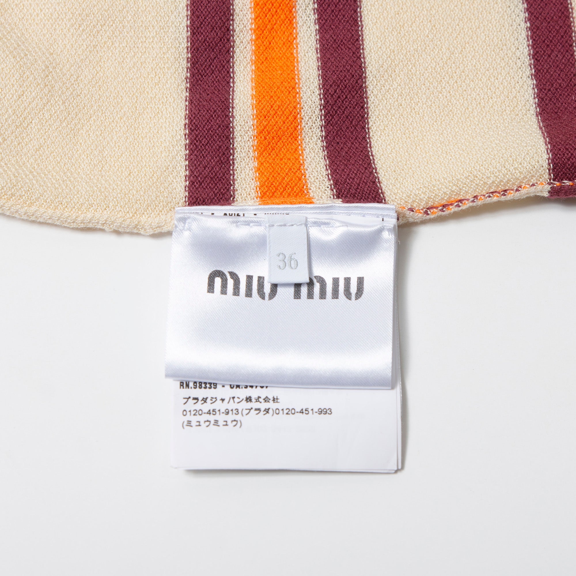 ミュウミュウ MIU MIU コットンシルク ニットポロ レディース 36 イタリア製 ポロシャツ 半袖 ボーダー ストライプ ショート丈 タイト Y2K