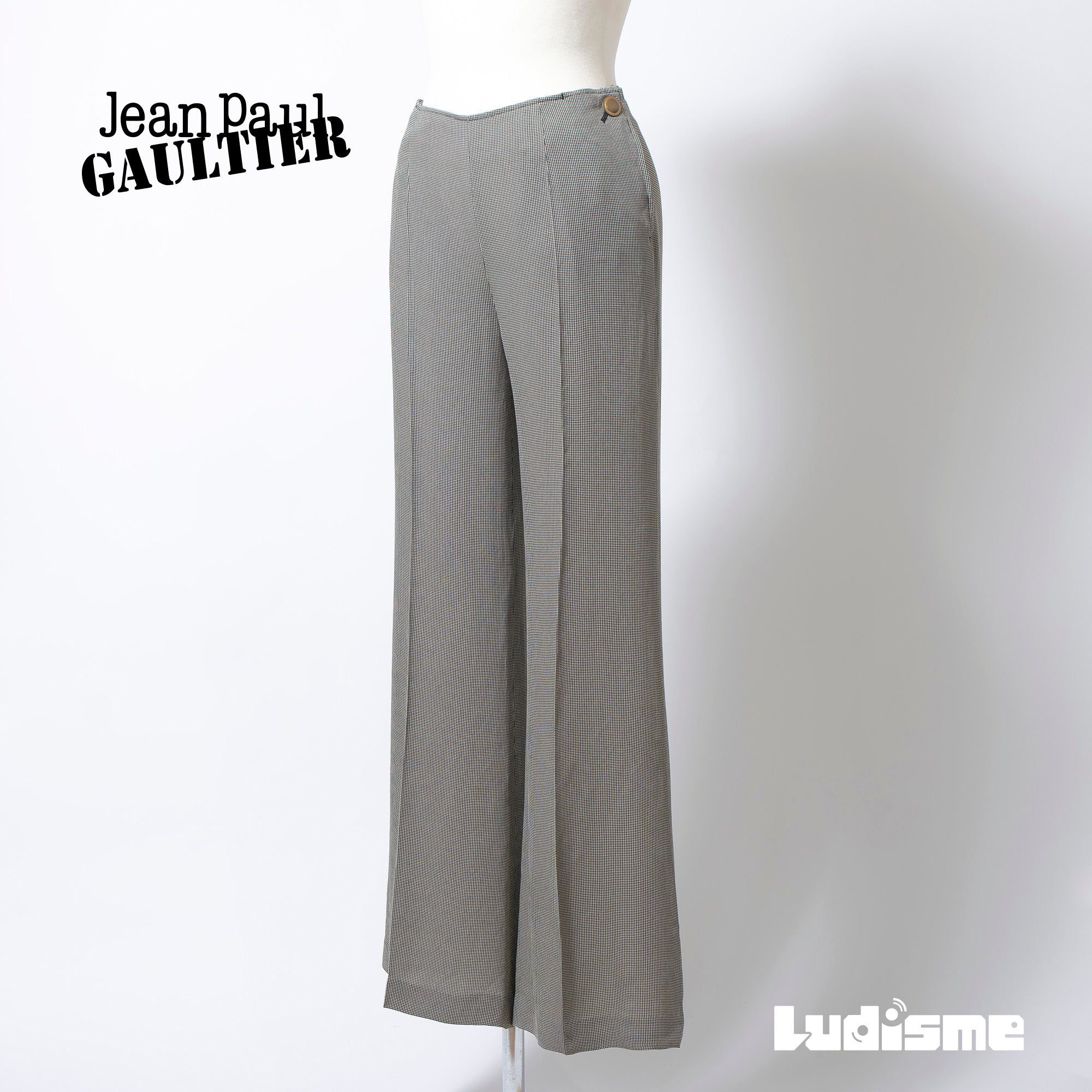 ジャンポールゴルチエ Jean Paul Gaultier FEMME セーラーパンツ 千鳥柄r チェック レディース 40 フレアパンツ スラックス センタープレス