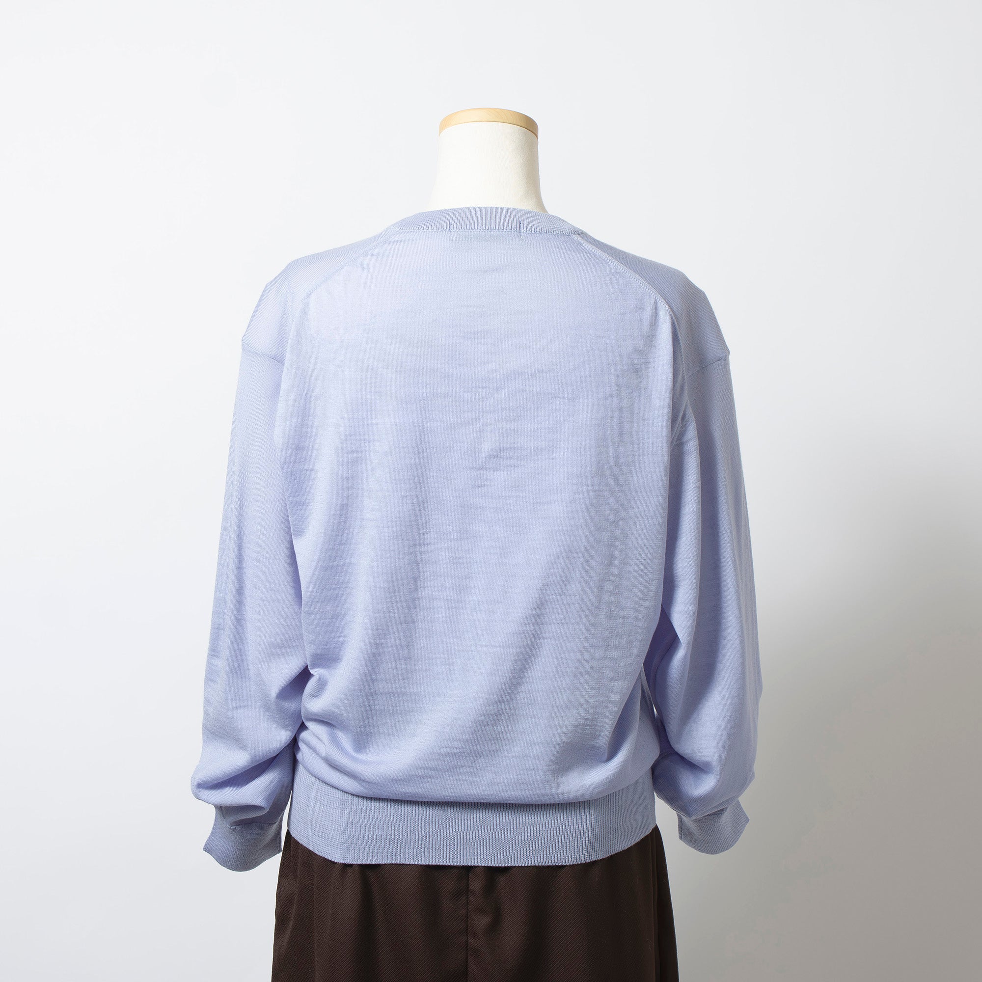 サンローラン Yves Saint Laurent Vネック ニットセーター ブルー系 ユニセックス メンズ レディース ウール100 トップス 日本製 ロゴ刺繍