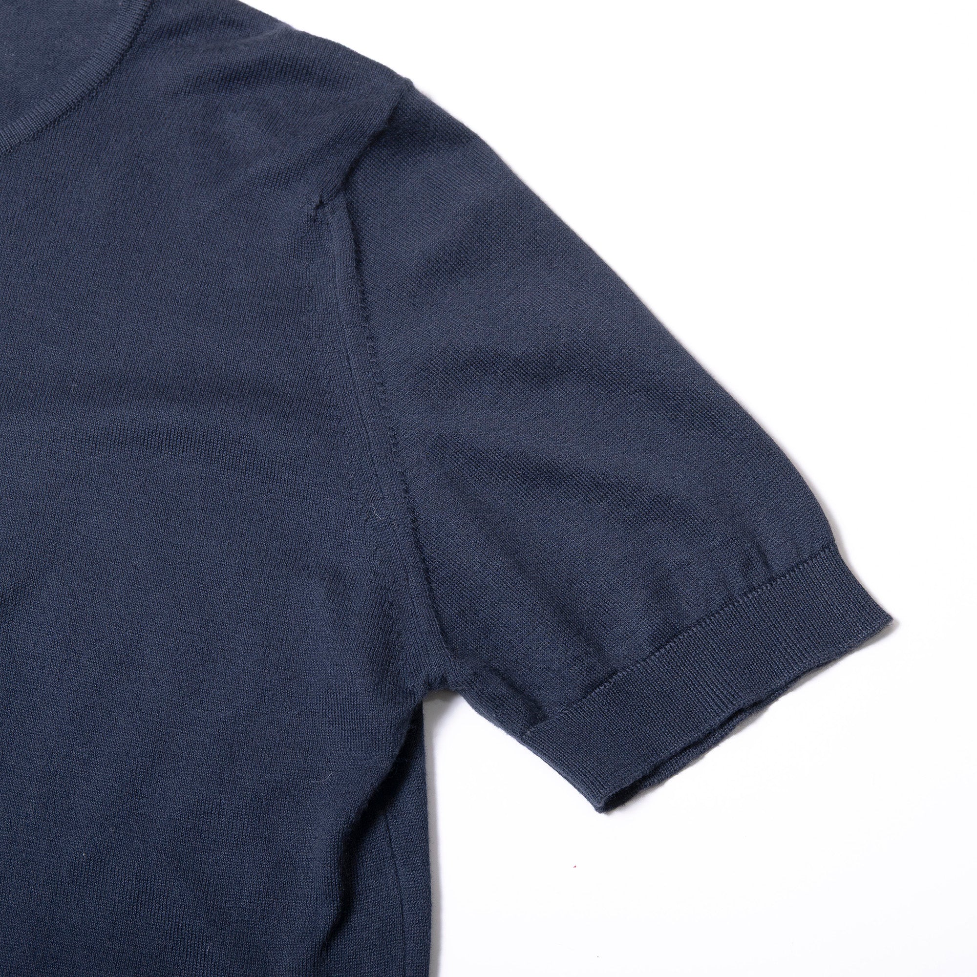 ジョンスメドレー JOHN SMEDLEY 半袖コットンニットプルオーバー ネイビー レディース M シーアイランドコットン 英国 ニットTシャツ 春夏