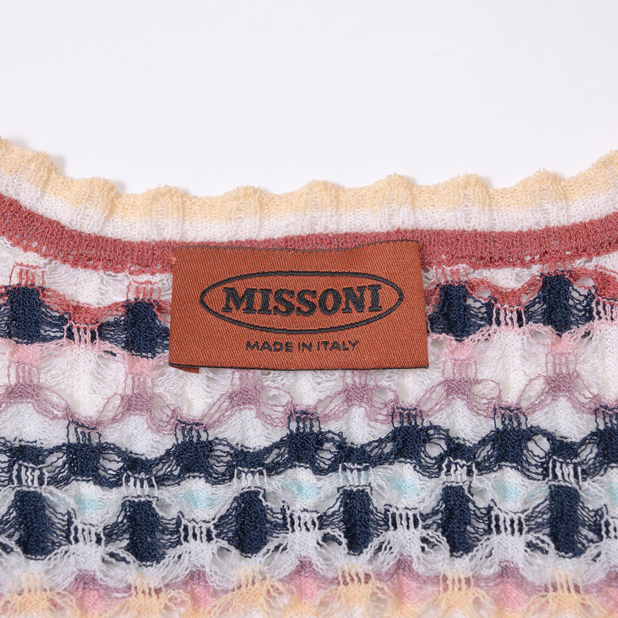 ミッソーニ MISSONI Vネック ニットカーディガン マルチカラー ボーダー 透かし編み サマーニット イタリア製 レディース 春夏 高級ニット