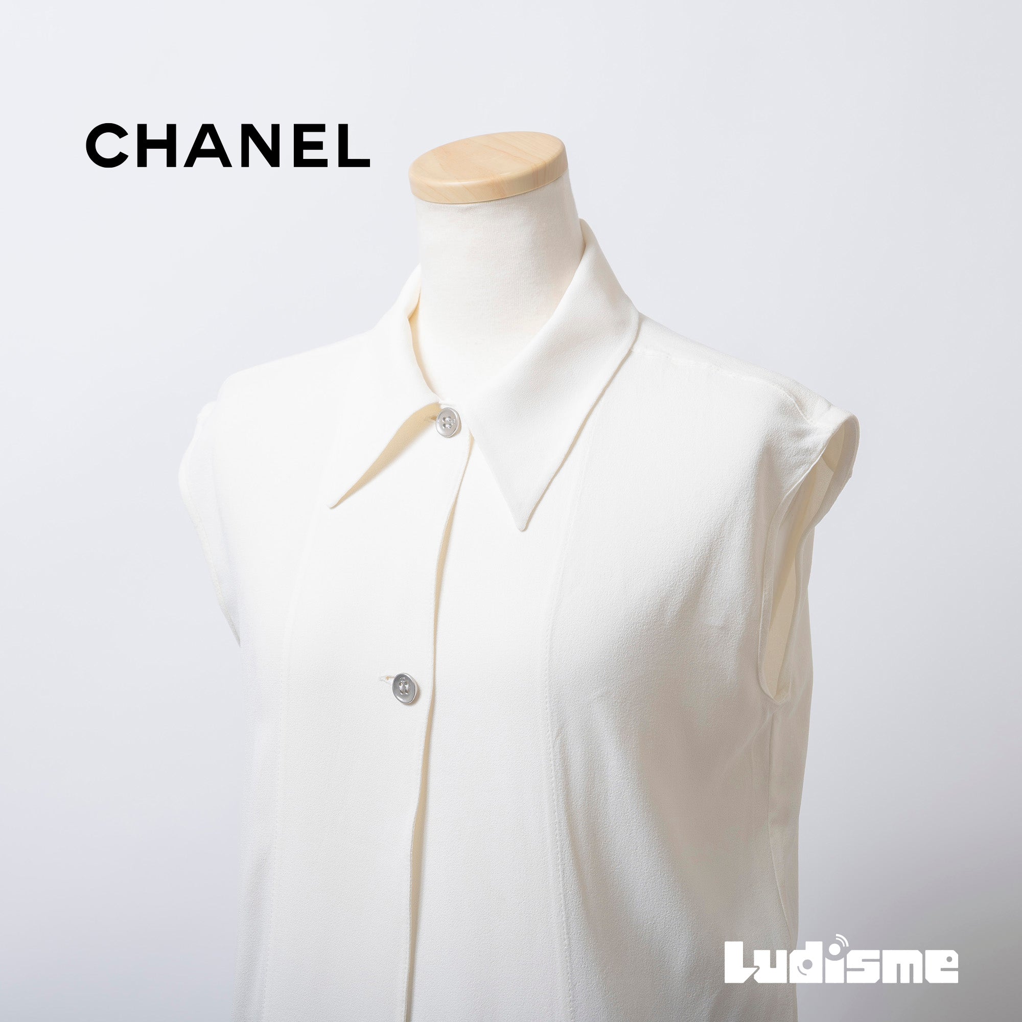 シャネル CHANEL 98P ロングジレ ロングベスト オフホワイト