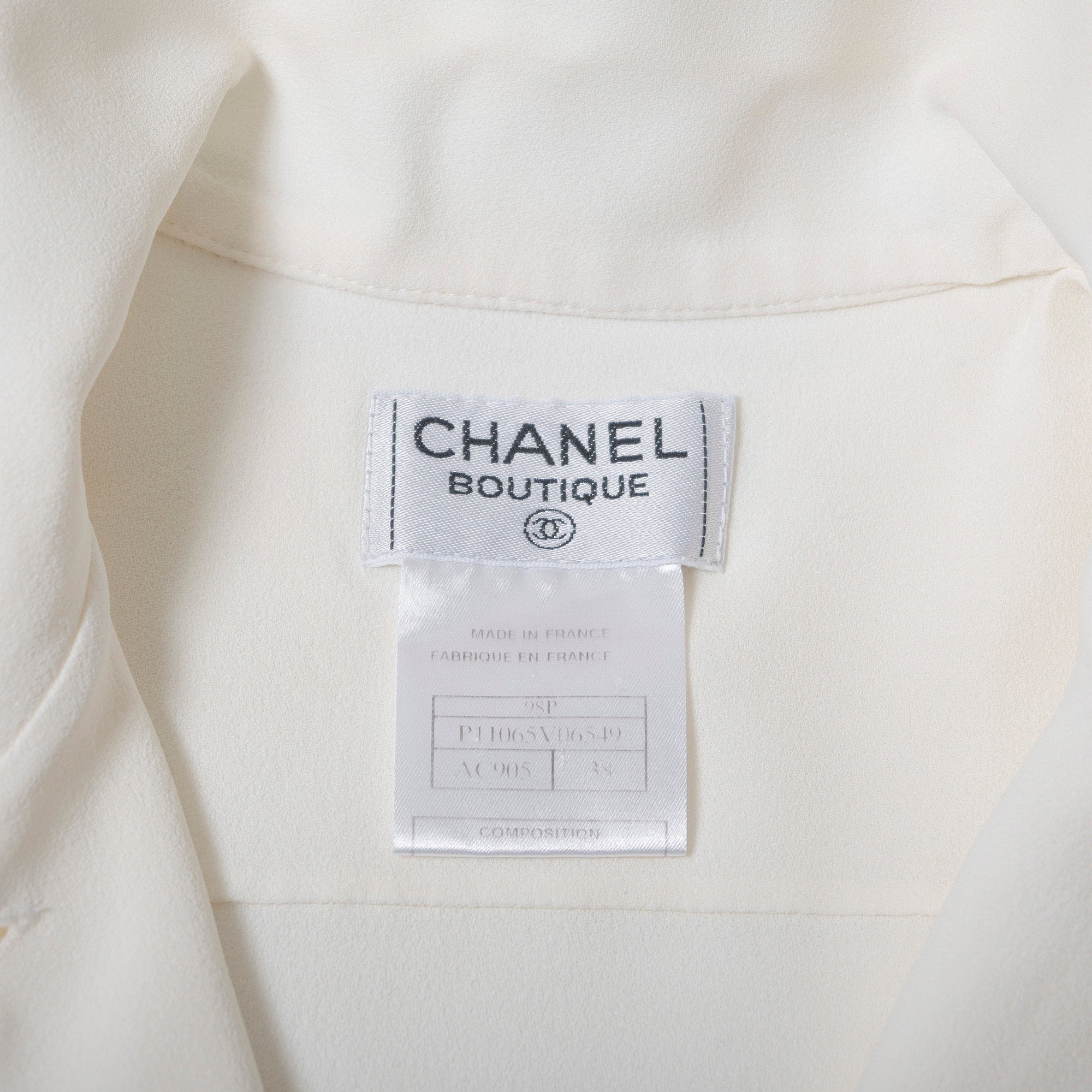 シャネル CHANEL 98P ロングジレ ロングベスト オフホワイト レディース 38 ココマークボタン ノースリーブ フランス製 CHANEL BOUTIQUE