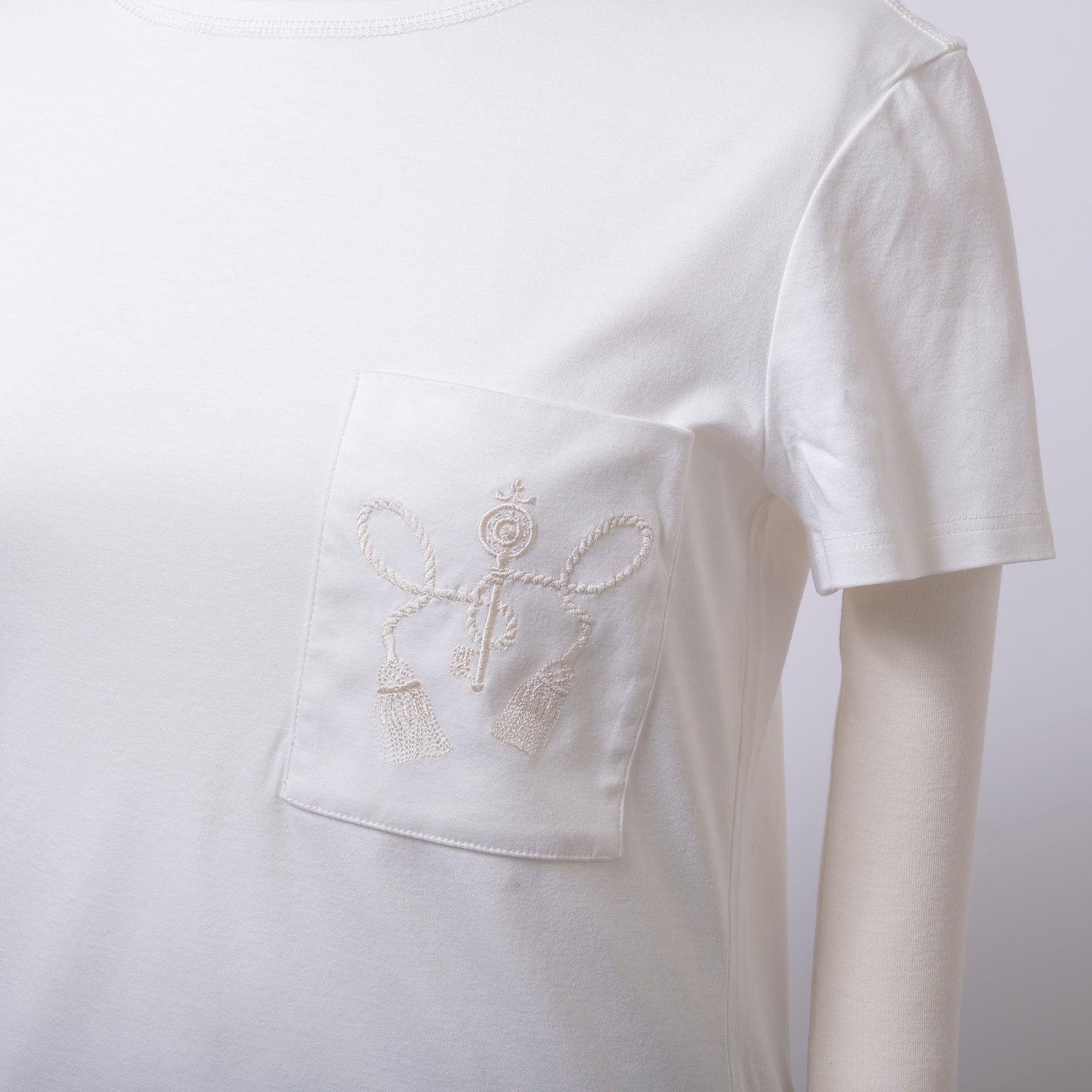 エルメス HERMES クルーネックポケットTシャツ ホワイト レディース 34