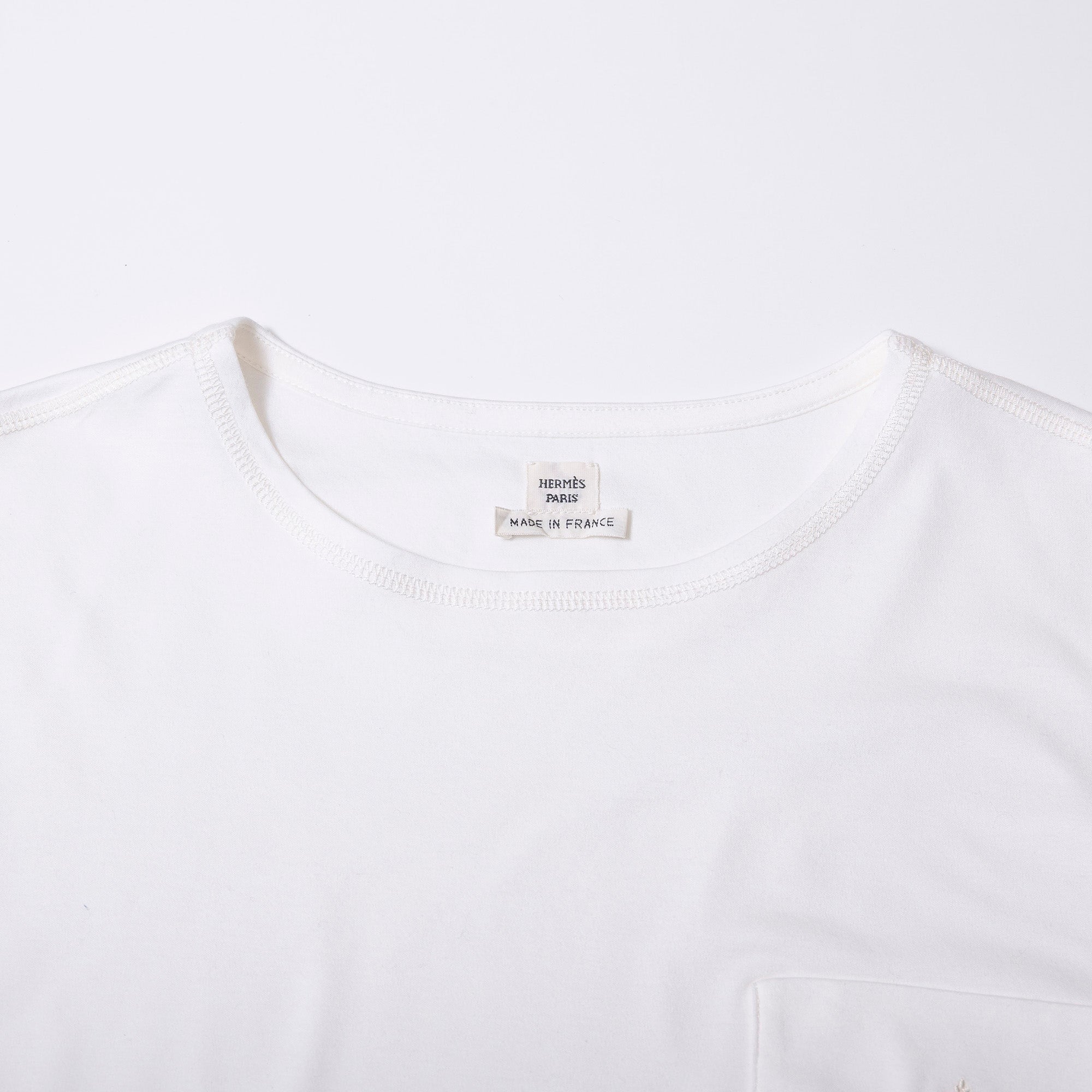 エルメス HERMES クルーネックポケットTシャツ ホワイト レディース 34