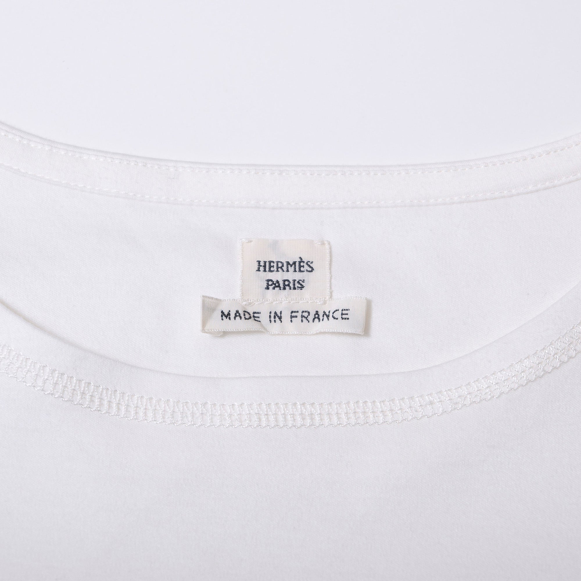 エルメス HERMES クルーネックポケットTシャツ ホワイト レディース 34 フランス製 刺繍ロゴ ポケットT 半袖Tシャツ 白 カットソー